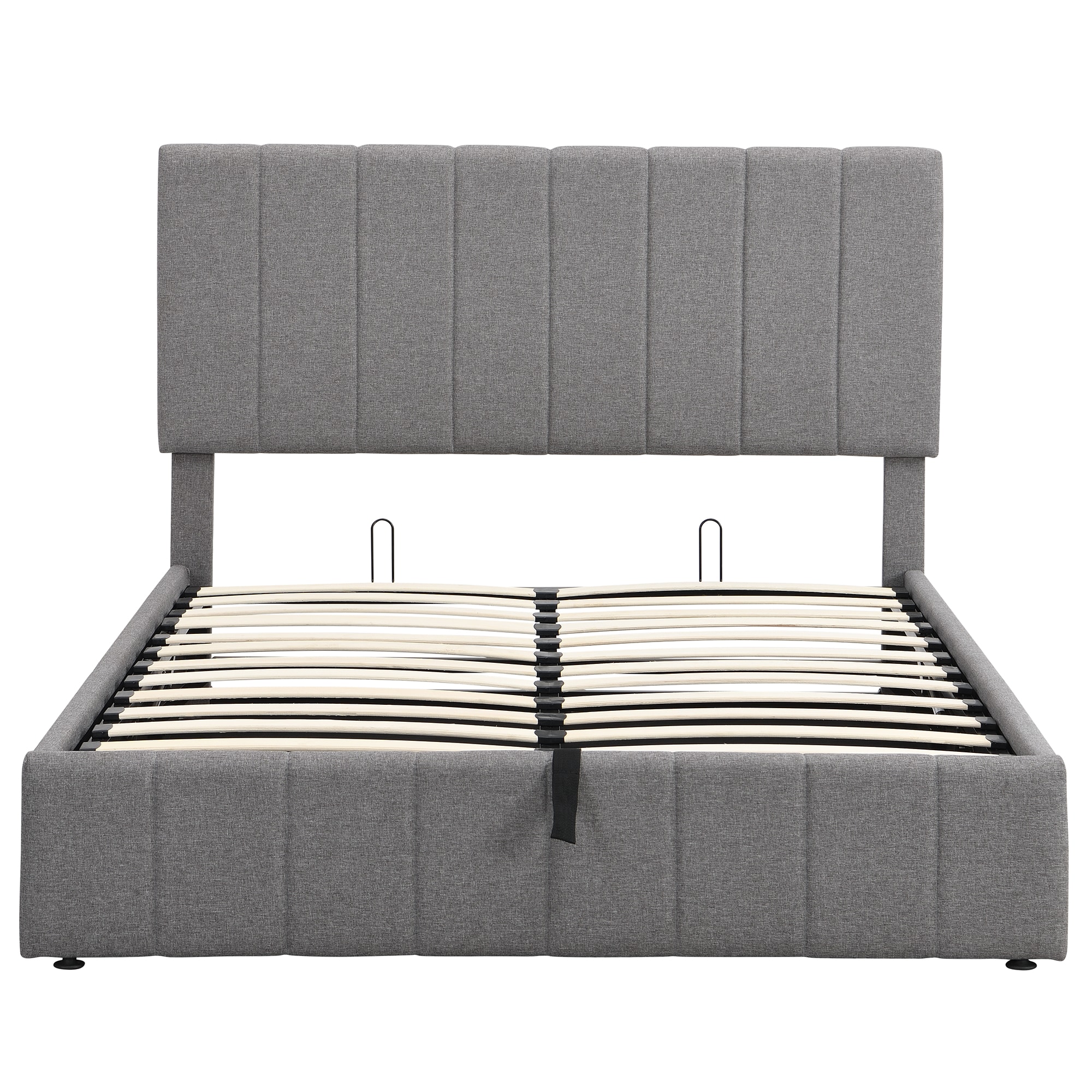 Qualler BLE000111E Gray Full Upholstered Platform Bed with Storage