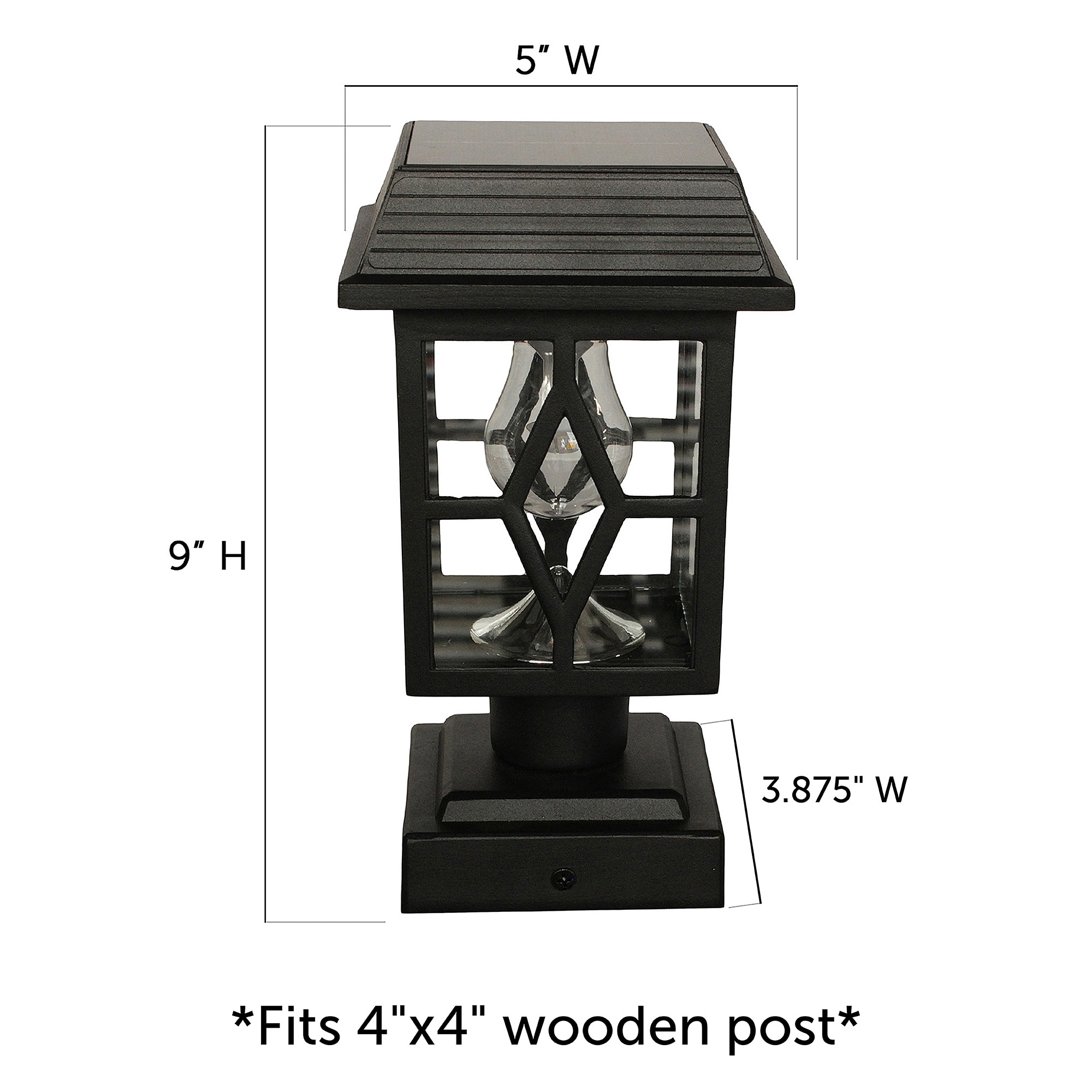 Luna II Black Cast Aluminum Solar LED Post Cap Lights, 2-Pack