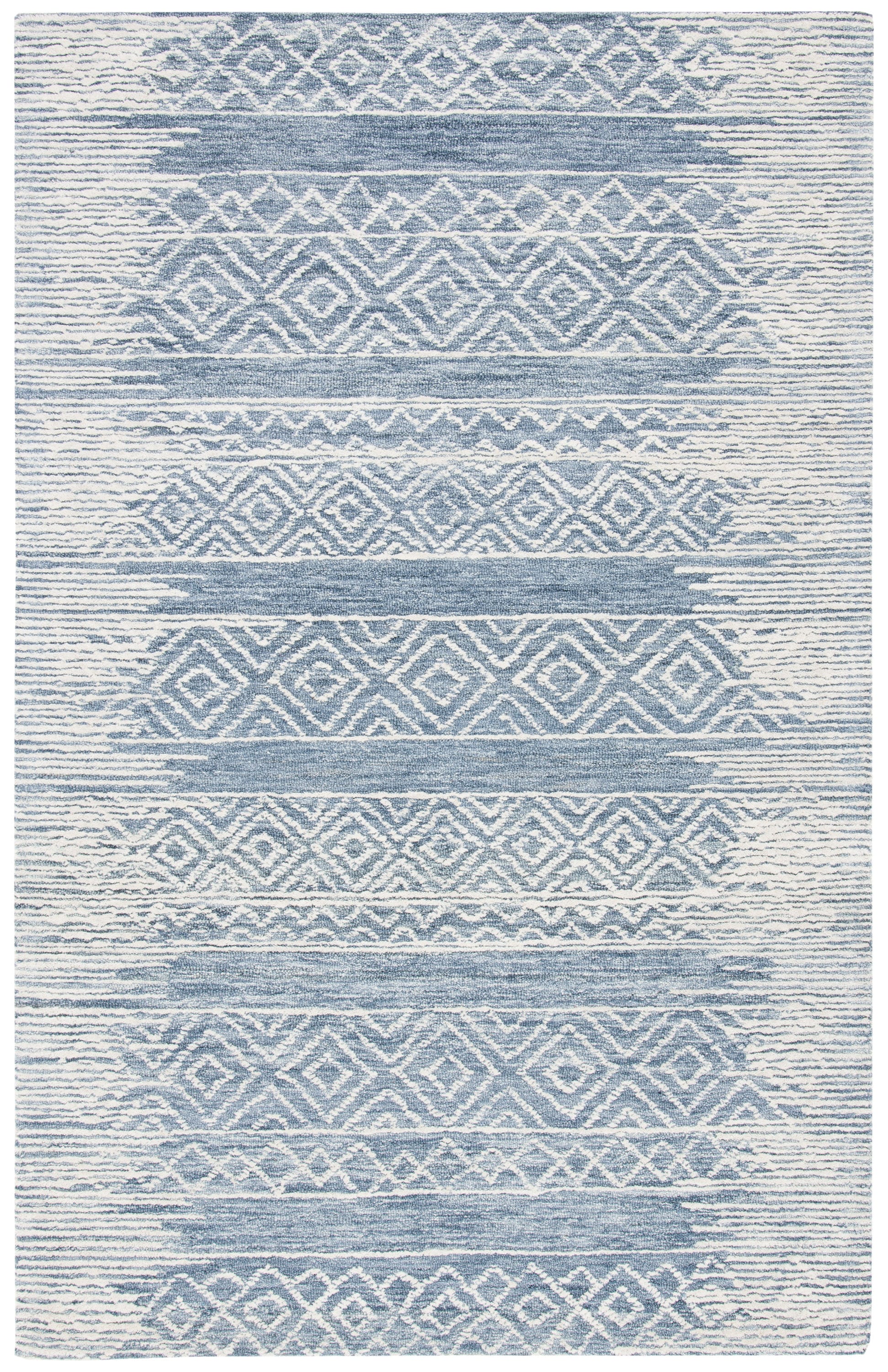 Safavieh MET804M-5 Metro Drofn 5 x 8 (ft) Tufted Wool Natural/Blue Rectangular Indoor Abstract Bohemian/Eclectic Area rug