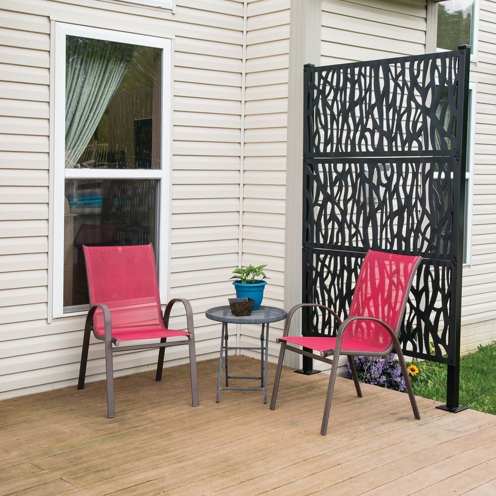 Freedom 1-in x 48-in x 2-ft Sprig Black Polypropylene Decorative Screen ...