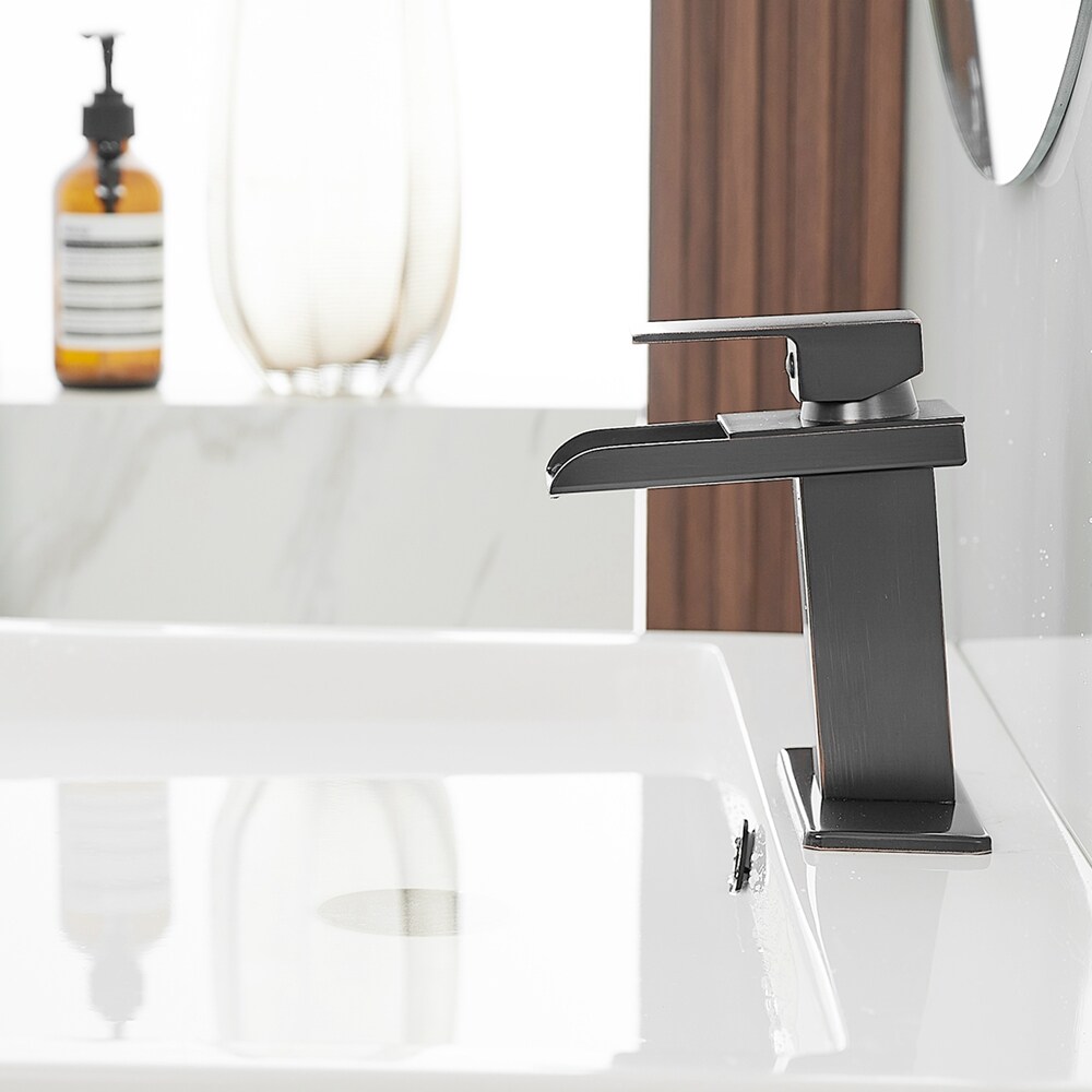 Oil-Rubbed Bronze Single-Handle Waterfall Bathroom Faucet
