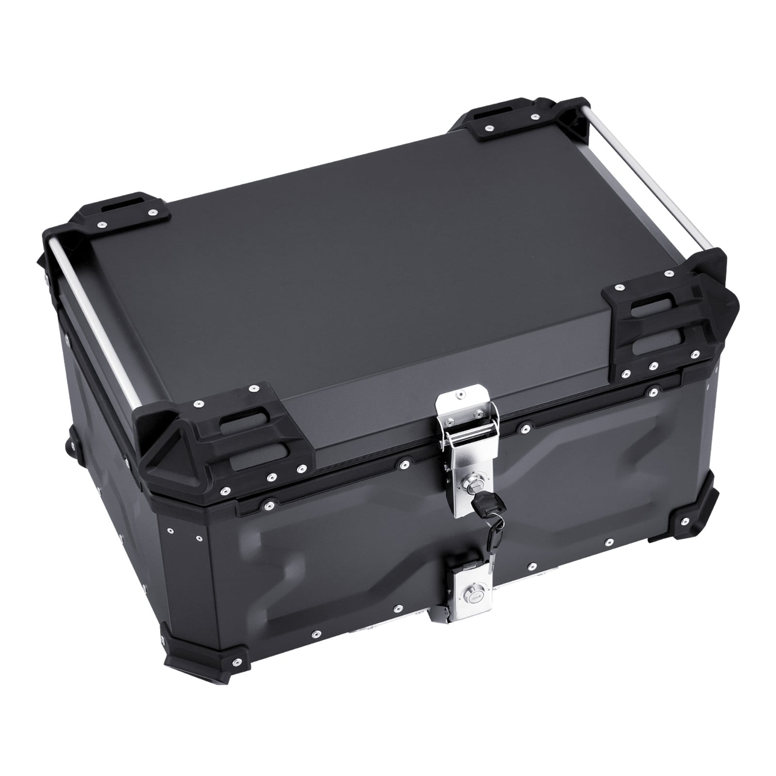 VEVOR SCMTCJSDXHS606795V0 Motorcycle Top Case  Universal Aluminum Alloy Motorbike Tail Box with Leather Lining  65L Waterproof Detachable Motorcycle Top Box with Lock and Back Cushion  Fit for 99Percent of Motorcycle Frames