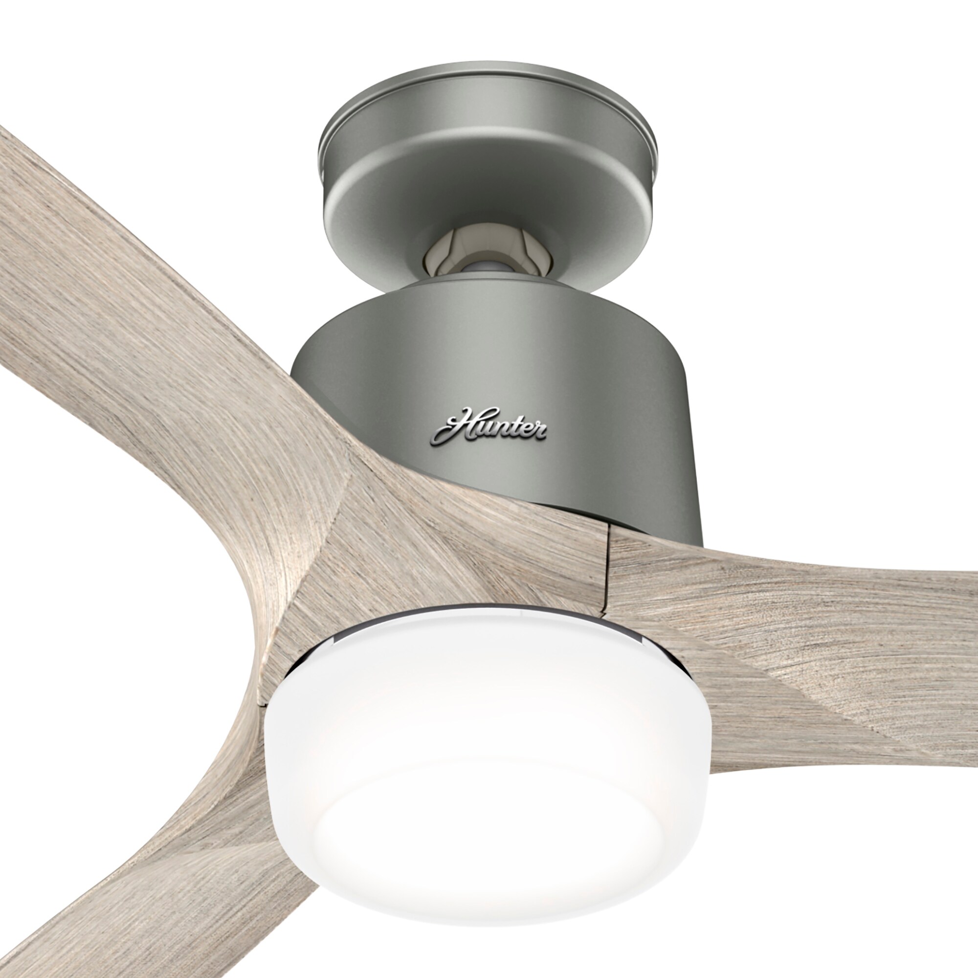 Hunter Neuron Simpleconnect 60 In Matte Silver With Brushed Gray Oak Blades Led Indoor Smart 7647