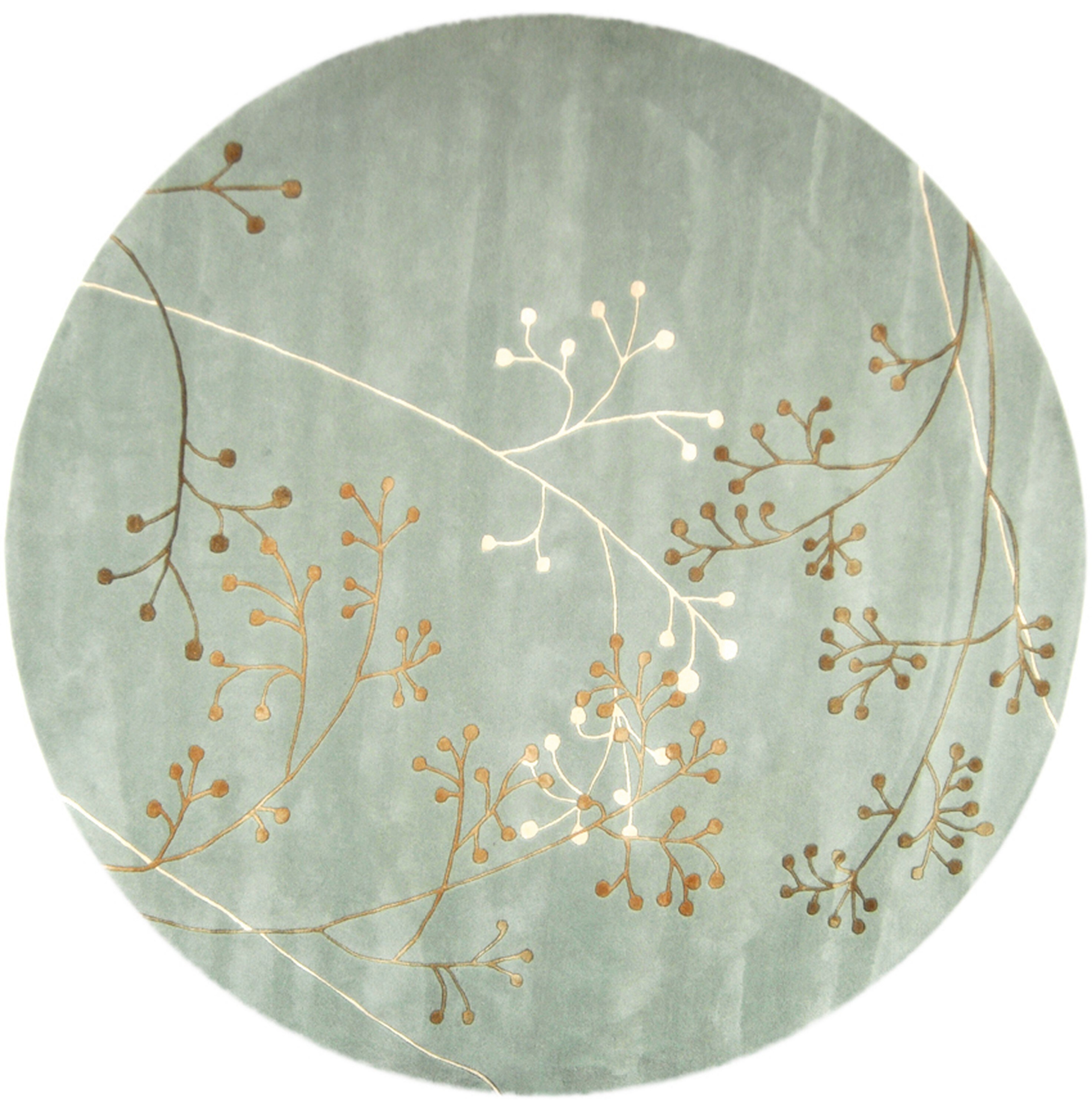 Handmade Light Blue Wool and Viscose Round Tufted Area Rug