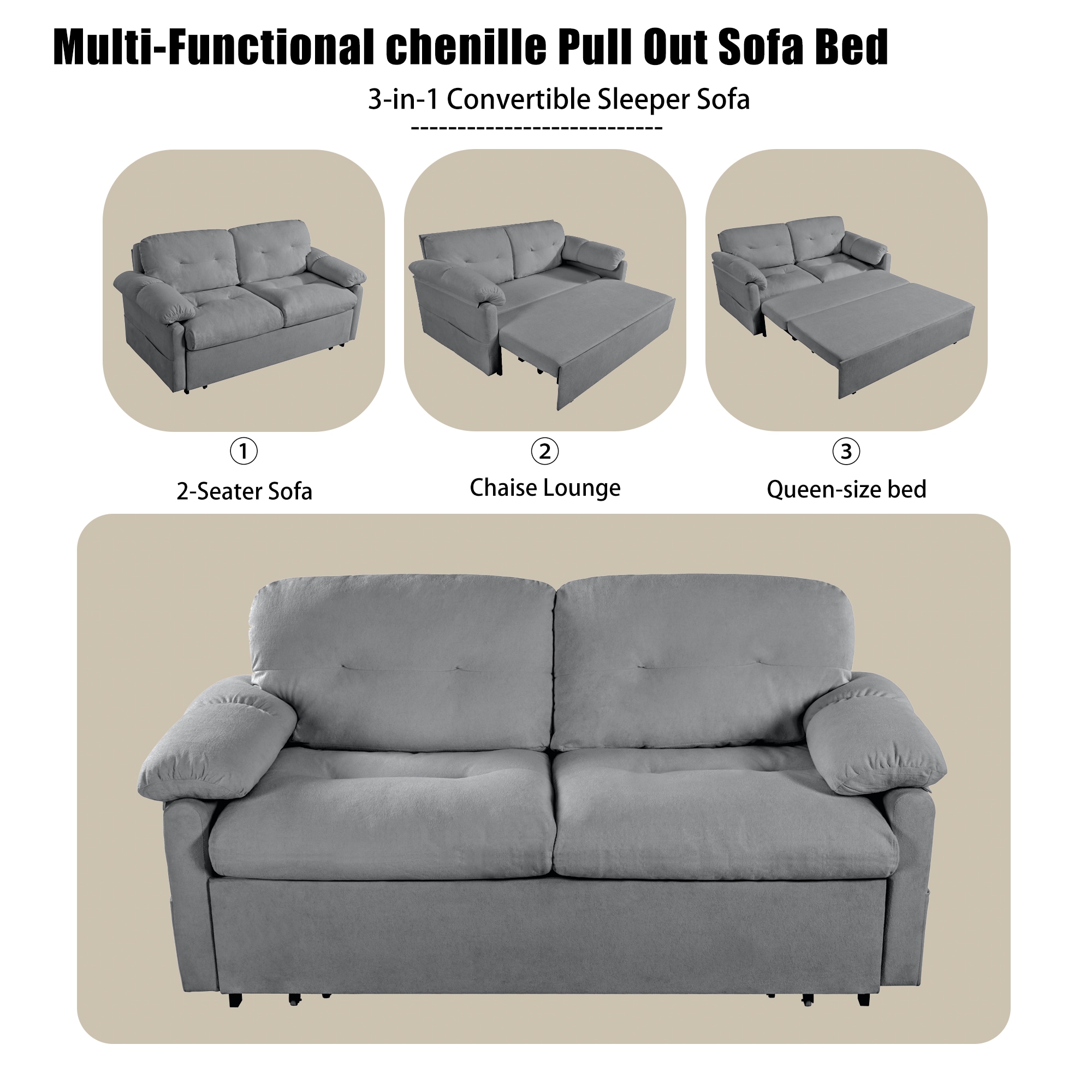 Homy Casa SLPPE GY BED Sofas-Loveseats - View #6