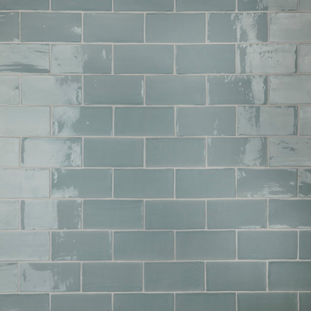Affinity Tile S1WNU36CAC Sample - Chester Acqua 3-in x 6-in Glossy Ceramic Subway Wall Tile