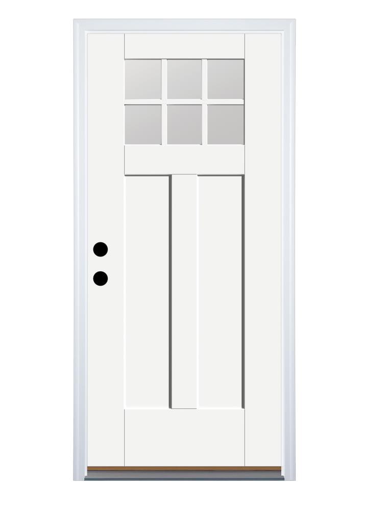 Therma-Tru BMTT626371 Shaker Entry Door 36-in x 80-in x 4-9/16-in Fiberglass Craftsman Right-hand inswing Ready to paint Unfinished Prehung Front Door with Brickmould Insulating core
