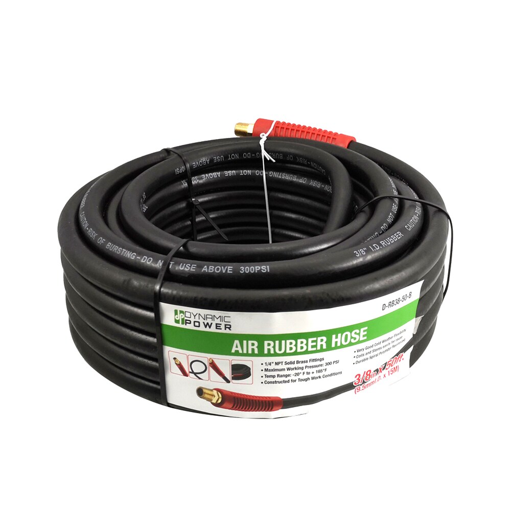DYNAMIC POWER Rubber Air Hose 3/8In X 50Ft 300 Psi Black in the