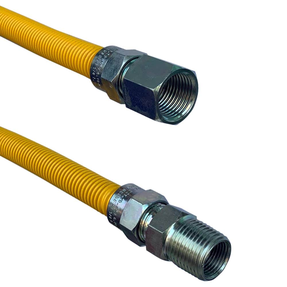  G72121 24 Inch Stainless Steel Gas Connector with 1/2 Inch and 1/2 Inch Fittings