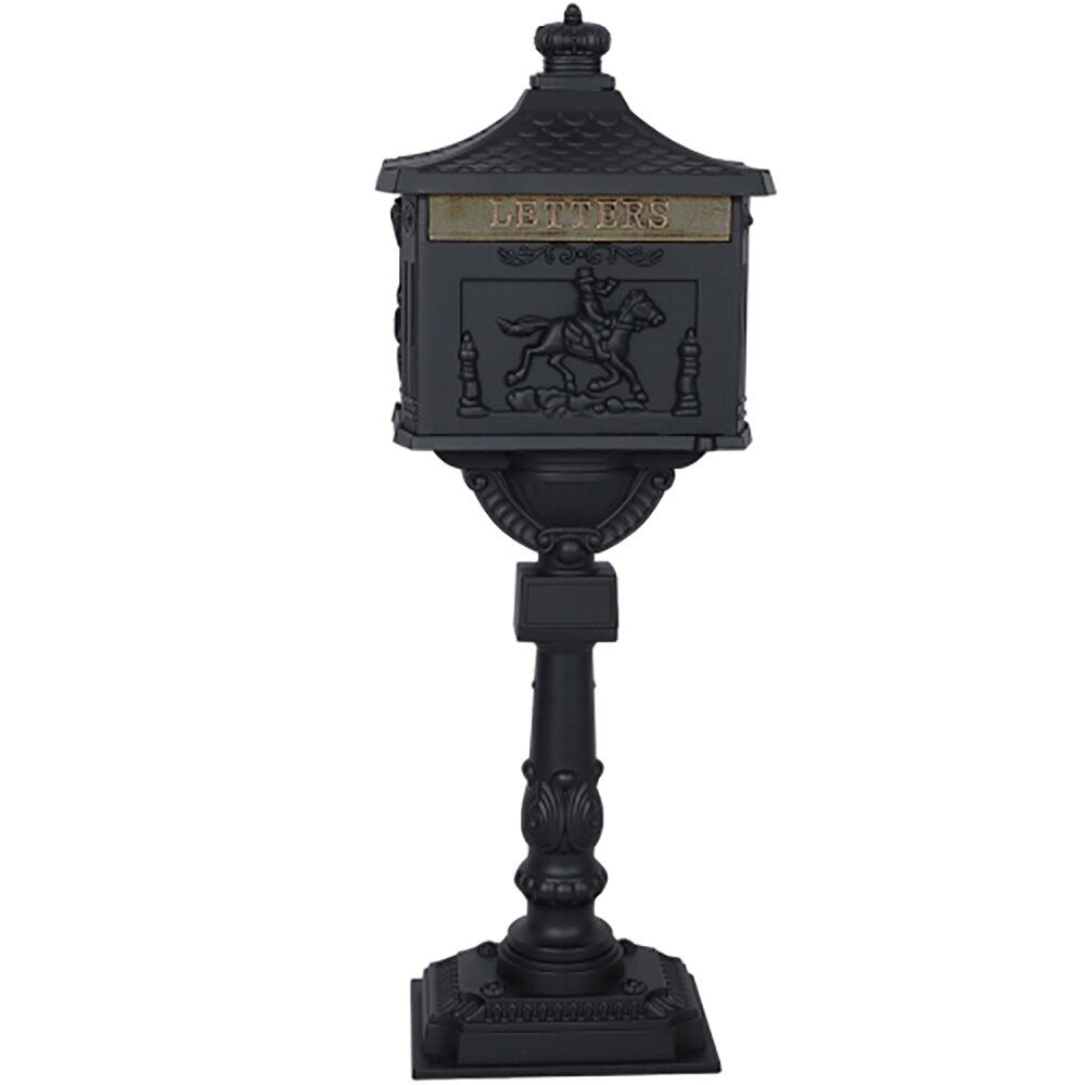 Yulika Black Mailbox with Cast Aluminum Rust-proof Perfect for Porch and Curbside