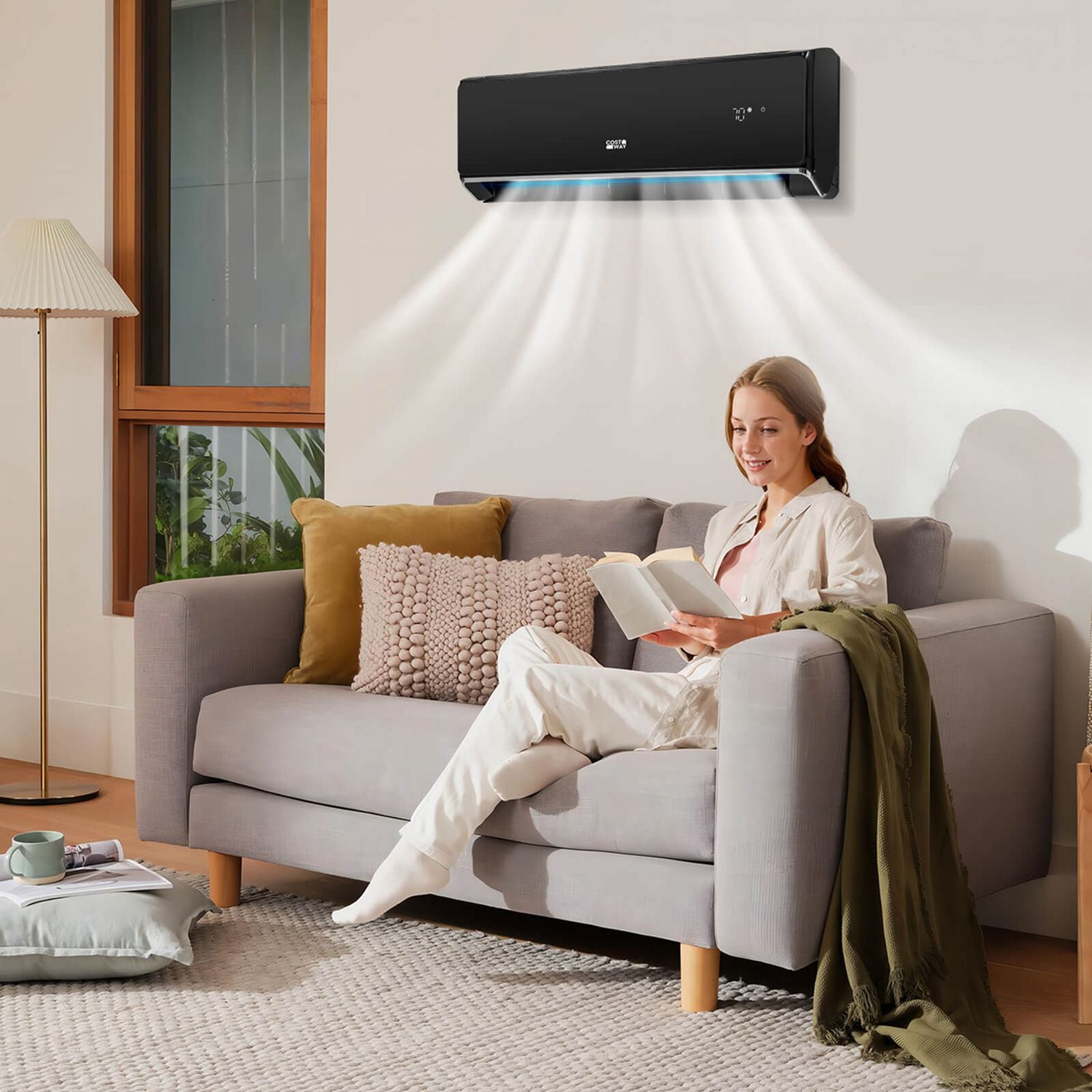 Costway  12000 BTU Wifi Enabled Mini Split Air Conditioner and Heater with Heat Pump Black Sansujyuku sansujyuku.com