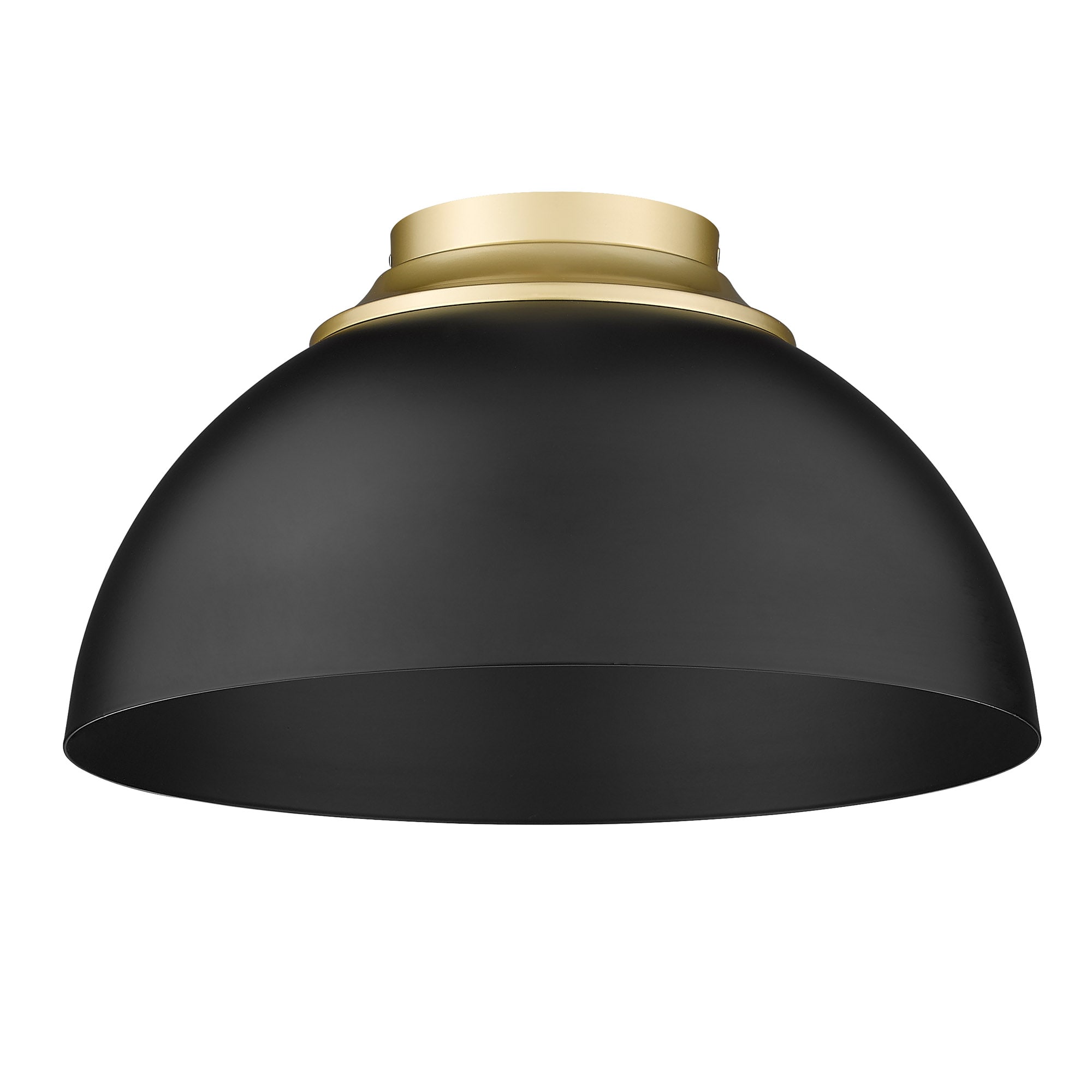 Olympic Gold and Matte Black Dome Flush Mount Light