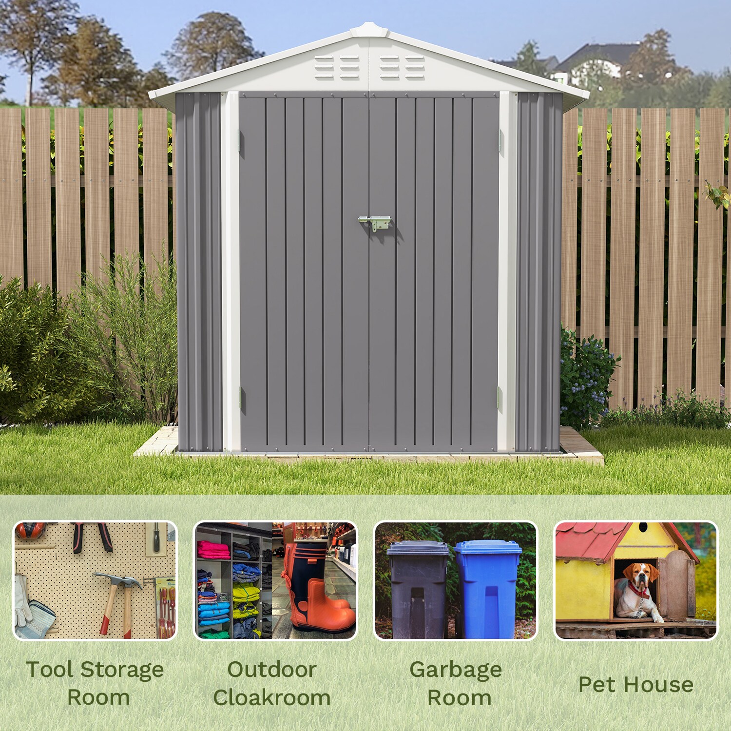 Patiowell 6-ft x 4-ft Galvanized Steel Storage Shed in the Metal ...