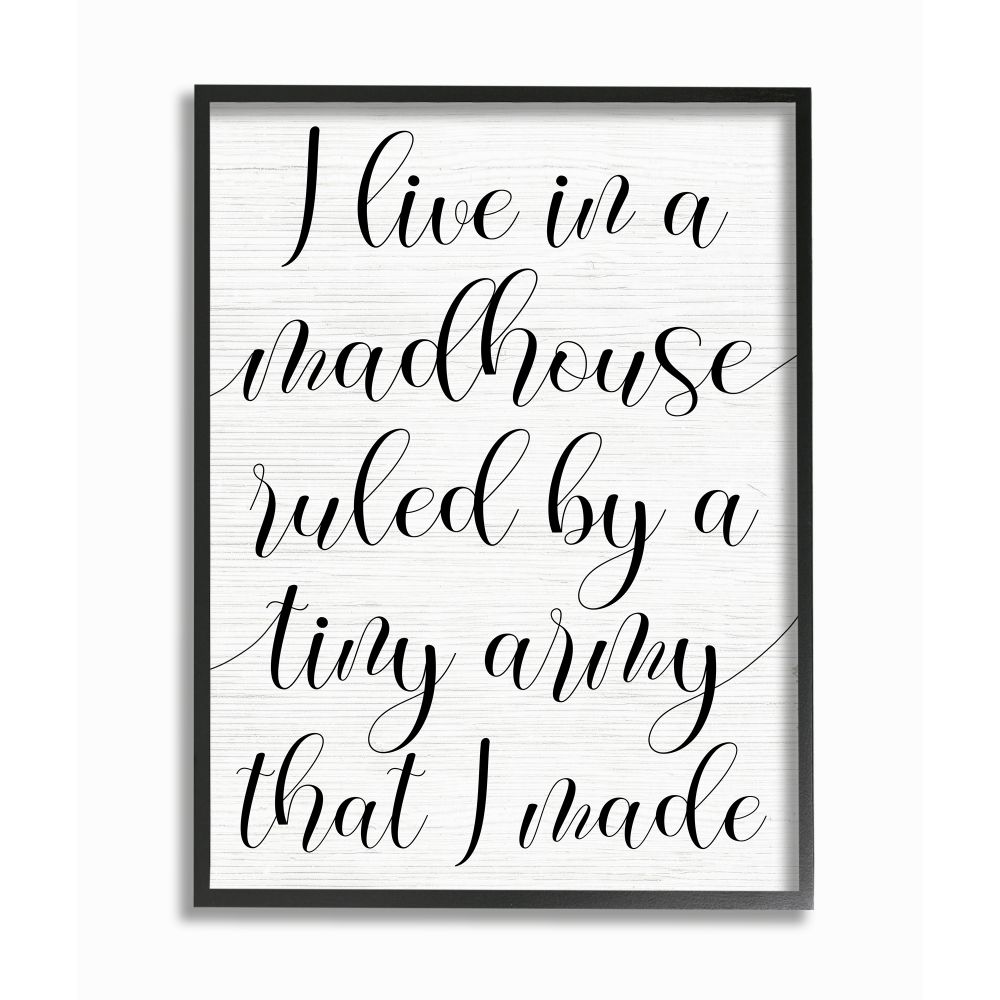 Stupell Industries AB-797-FR-16X20 Madhouse Ruled by Children Phrase Family Humor Daphne Polselli Black Framed Wood Framed 20-Inches H x 16-Inches W Inspirational Print