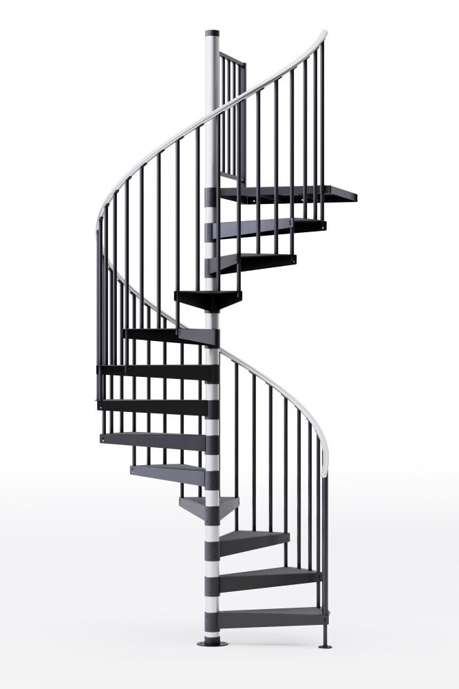 Mylen Stairs EC60P12A011 Reroute 60-in x 10.25-ft 1 Platform Rails Black Spiral Staircase Kit, Fits Height: 110.5-in to 123.5-in (12 treads)