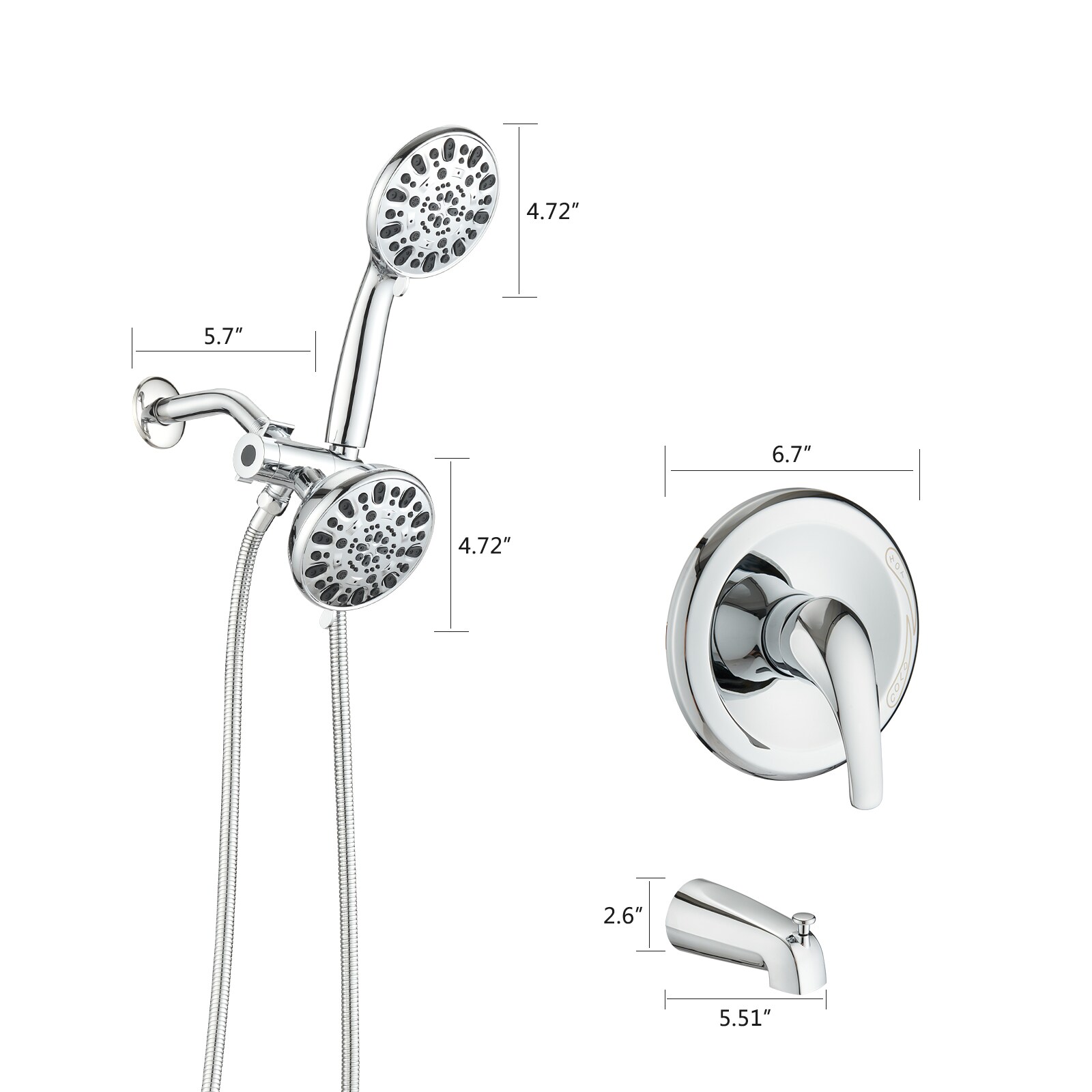GRANDJOY SGF10GJ-59-BL10 Showerhead-Bar-Panels - View #6
