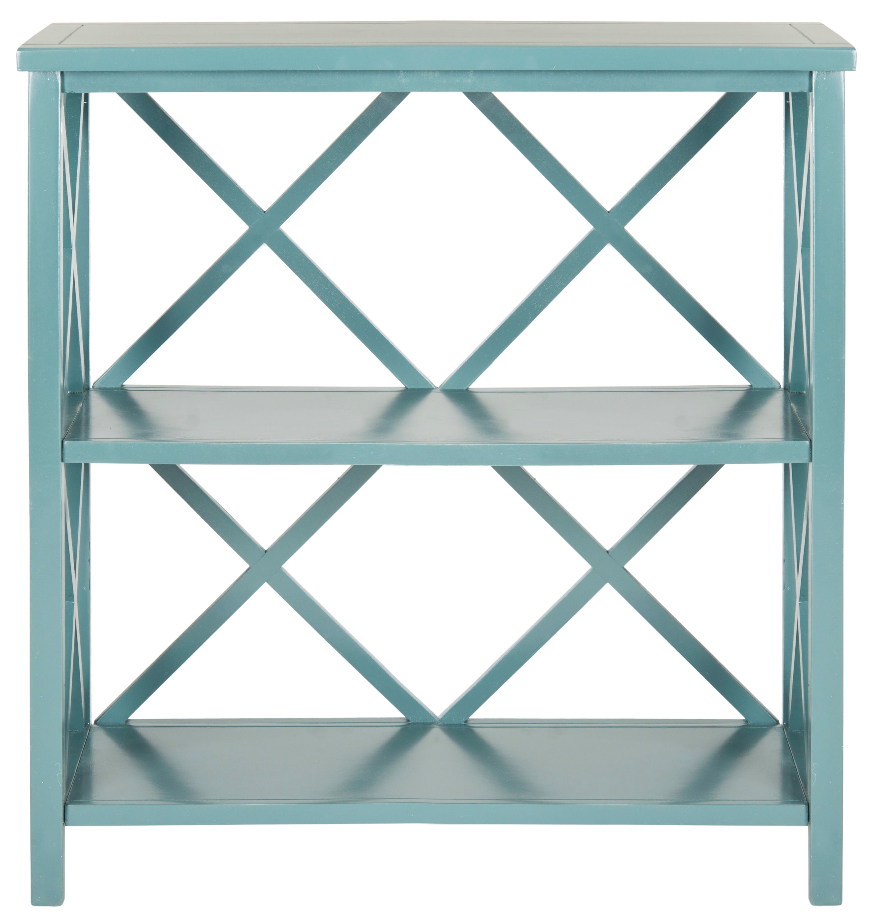 Safavieh AMH6536E Liam Teal Wood 2 -Shelf Bookcase ( 33.5-in W x 35.6-in H x 13.5-in D ) Finished