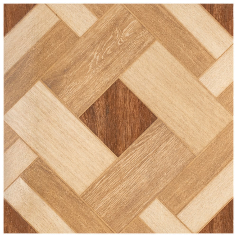 Affinity Tile S1FCL18HUCA Sample- Huelva Caramelo 9-in x 9-in Glossy Ceramic Wood Look Floor and Wall Tile