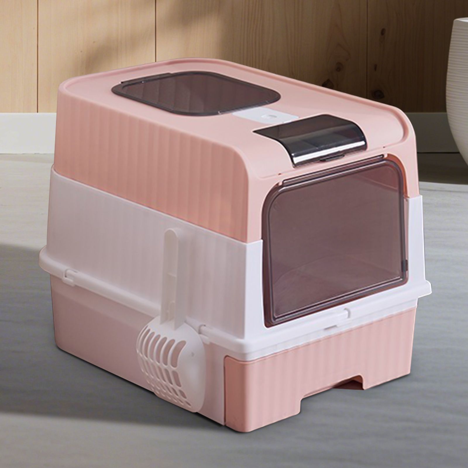 JUSHUA - Cat Litter Box Fully Enclosed Drawer Design for Easy Cleaning Large Capacity Anti-Spill ...