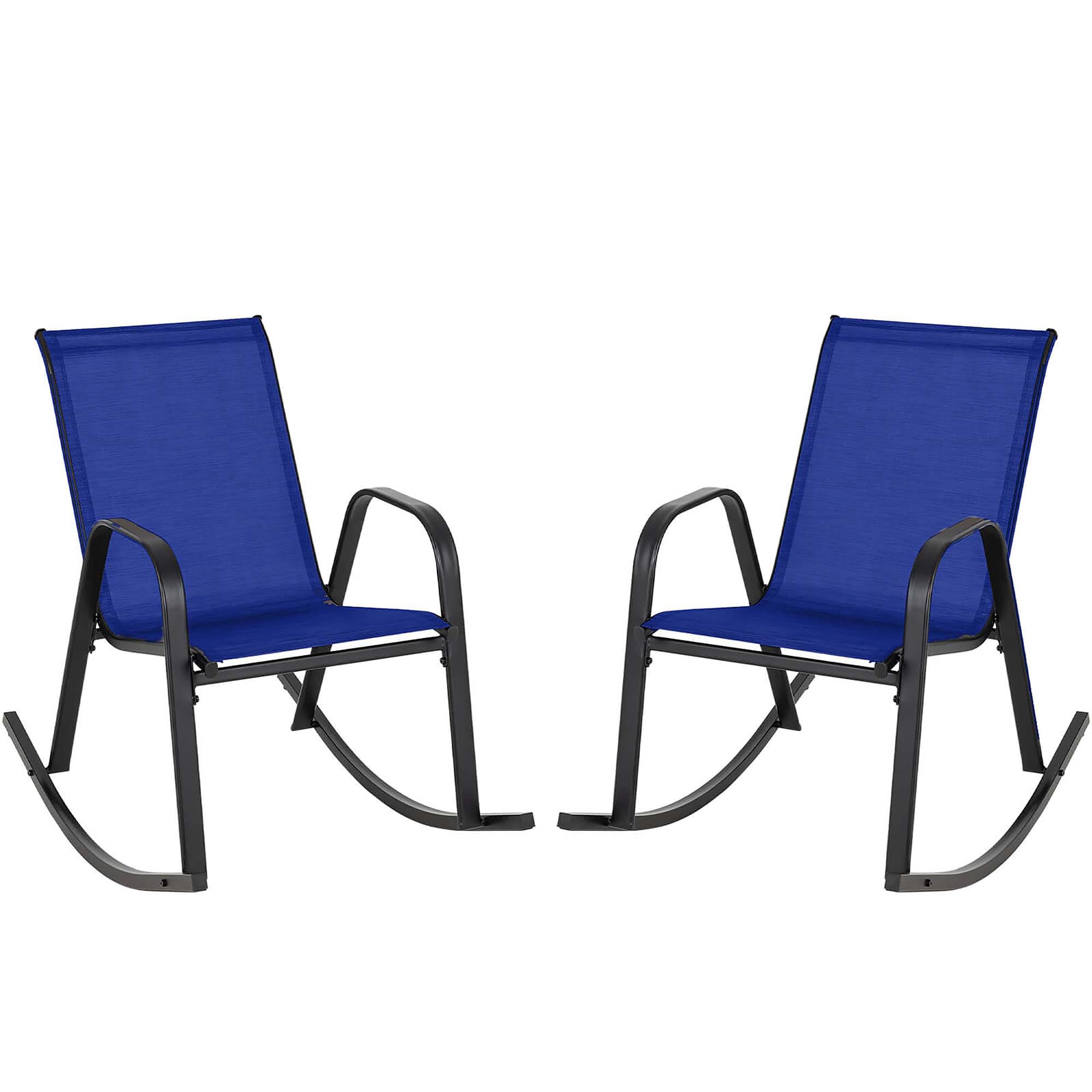 Costway HCST05845 Set of 2 Navy Metal Frame Rocking Chair with Navy Mesh Seat