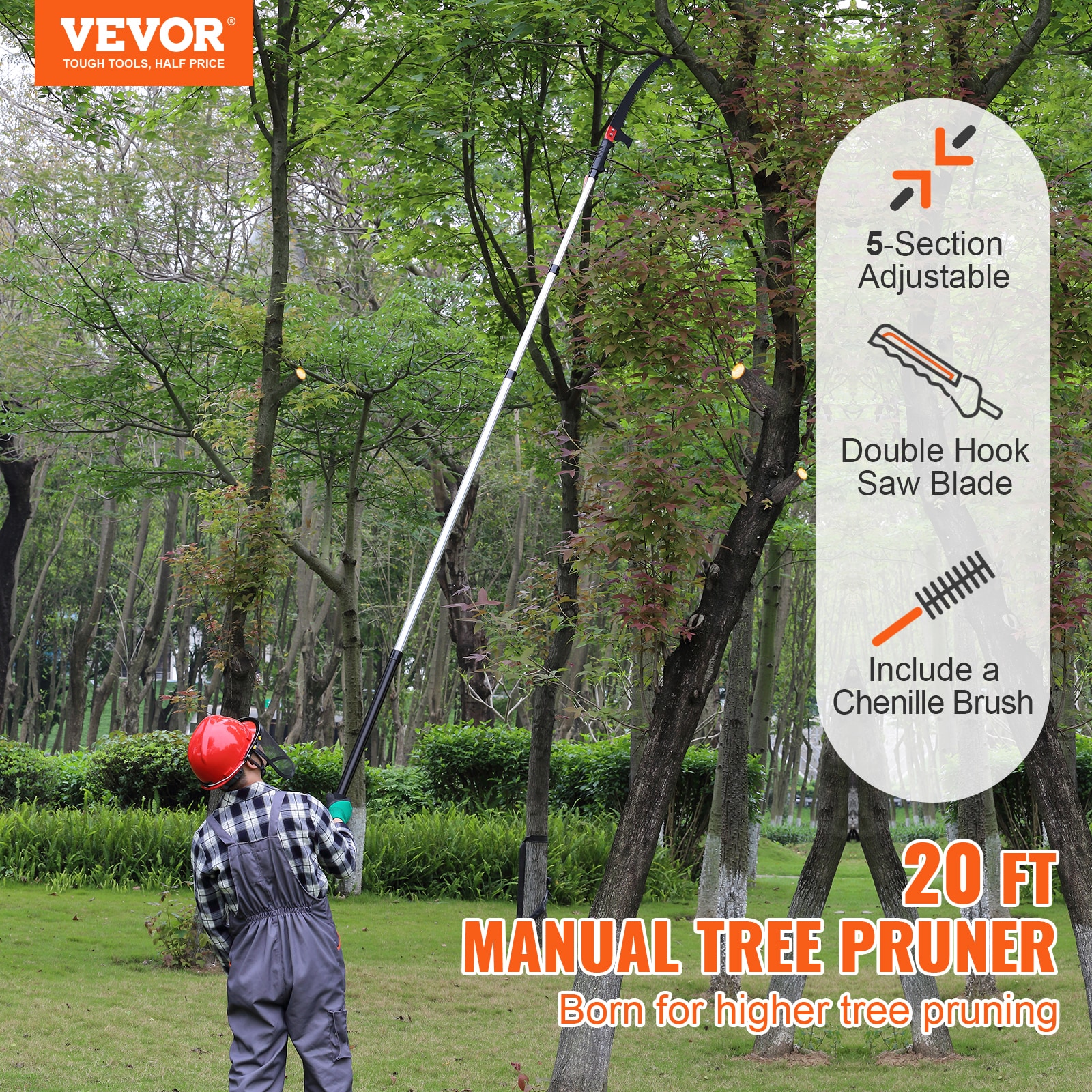 VEVOR 20 FT Manual tree pruner Telescoping Pole Pruning Saw in the