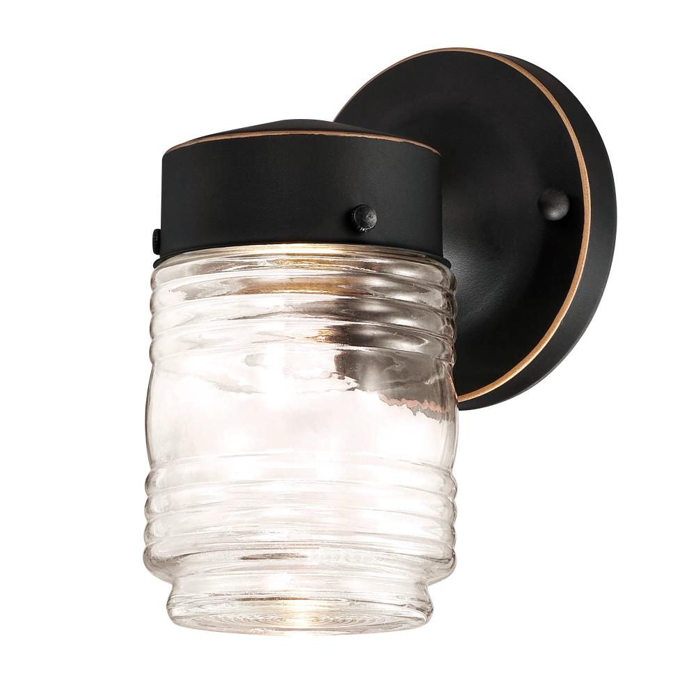 Fluorescent Wall Light Jelly Jar Dusk to Dawn With Photo Cell 13W Bronze 