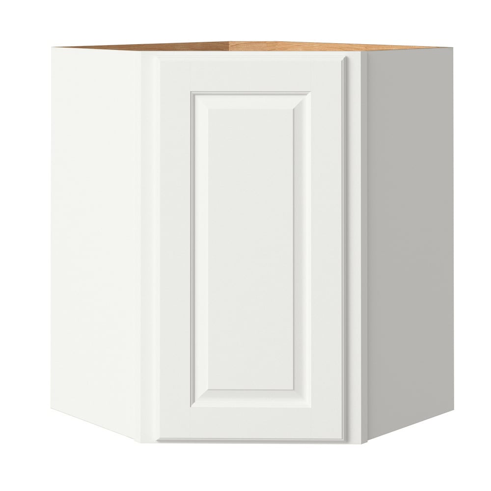 Tilson 24-in W x 30.125-in H x 12-in D Linen Diagonal Corner Wall Fully Assembled Cabinet (Raised Panel Square Style) in White | - allen + roth 9240TS