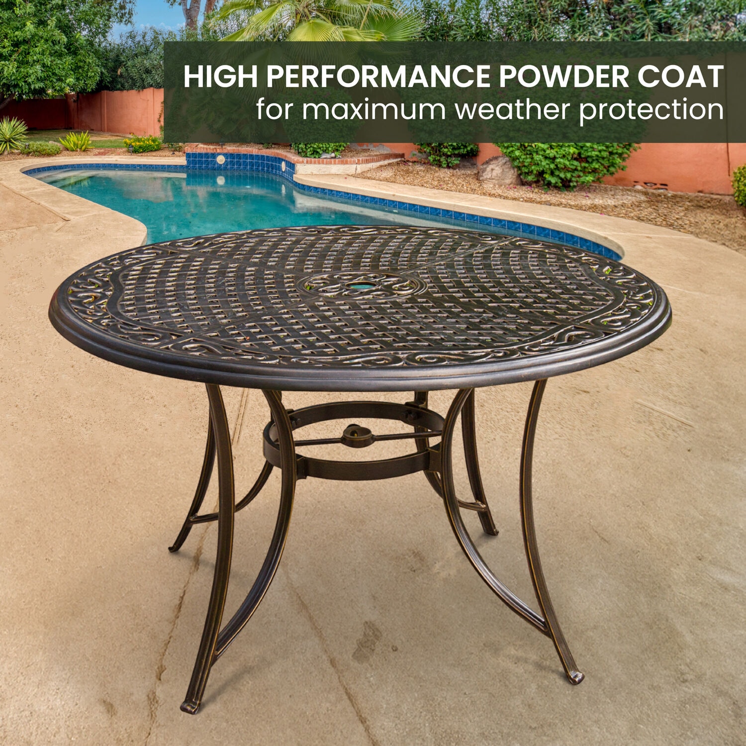 Cedar Aluminum 7-Piece Outdoor Dining Set with Swivel Rockers