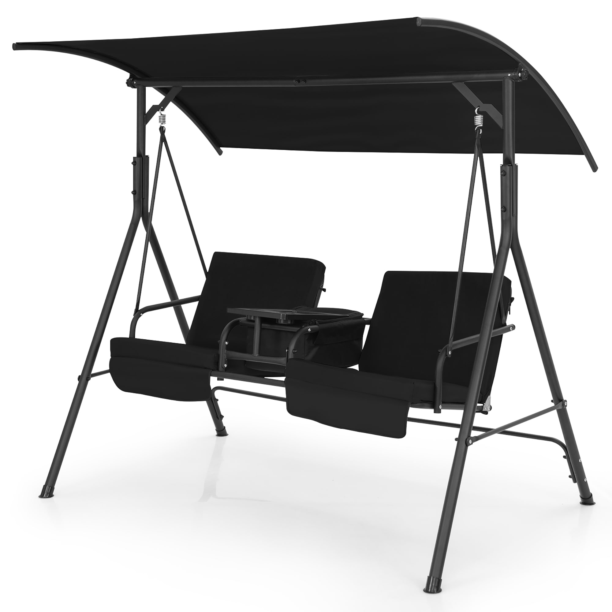 Costway NP10493DK Black Plastic and Metal Flat Swing