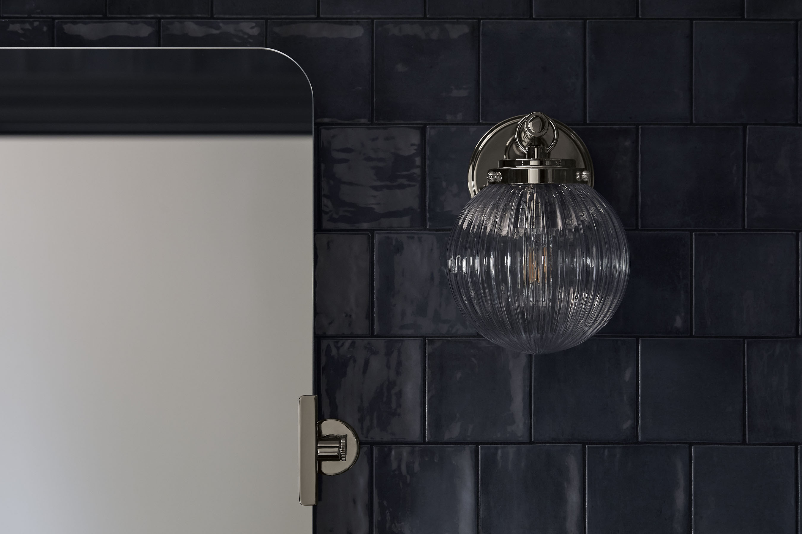 Polished Nickel Glass Globe Wall Sconce