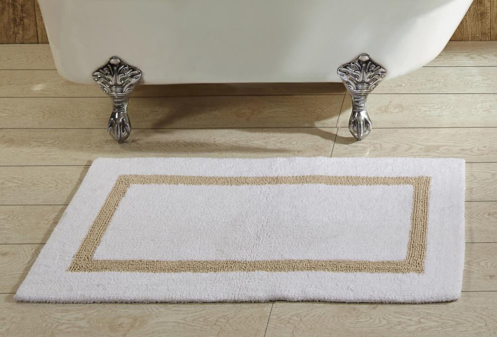 Better Trends Hotel Collection Bath Rug 24-in x 40-in White/Sand Cotton Bath  Rug in the Bathroom Rugs & Mats department at