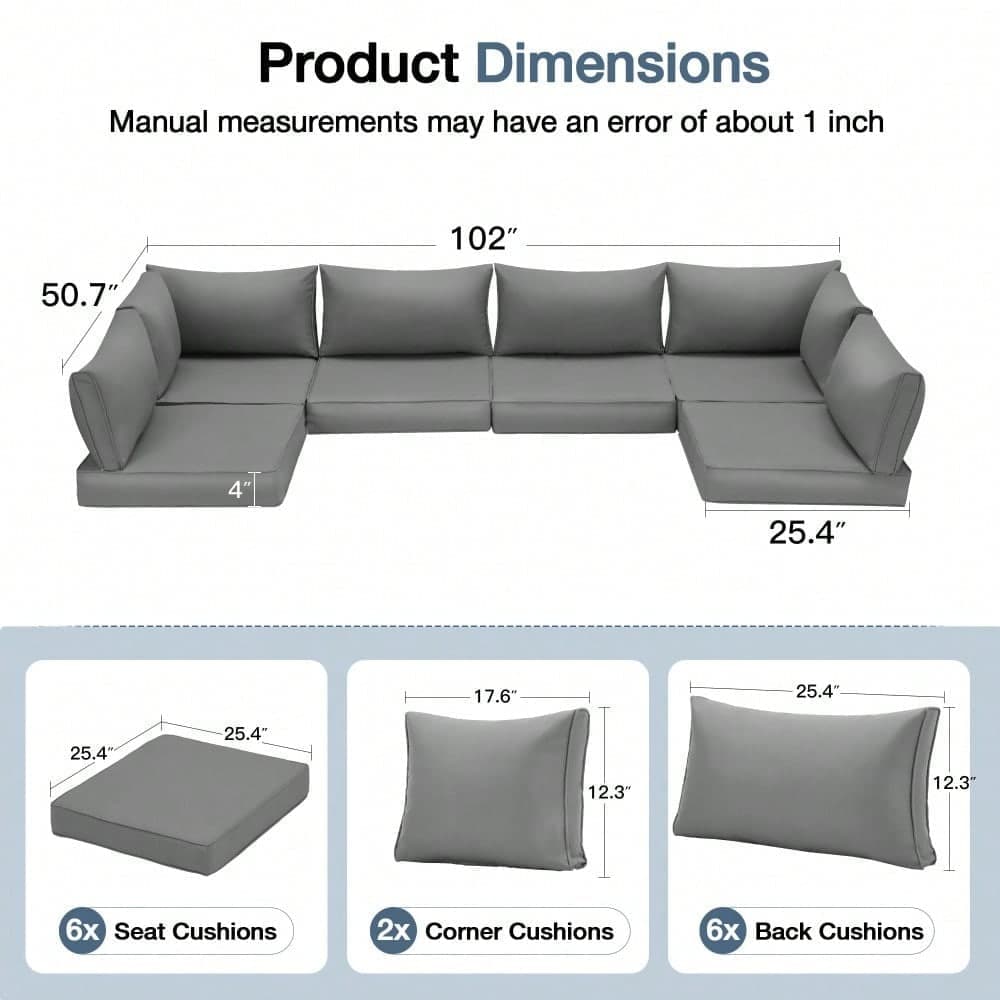 U-HOMY GG-4001GR-OT Patio-Furniture-Cushions - View #3