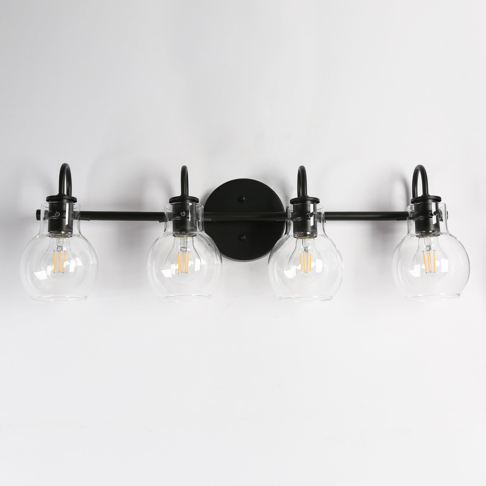 LNC Modern 4-Light Black and Plated Brass Vanity Light Damp Wall