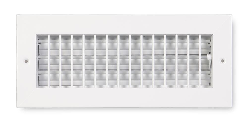 Accord ABSWWHA126 12-in x 6-in Adjustable Steel White Sidewall/Ceiling Register