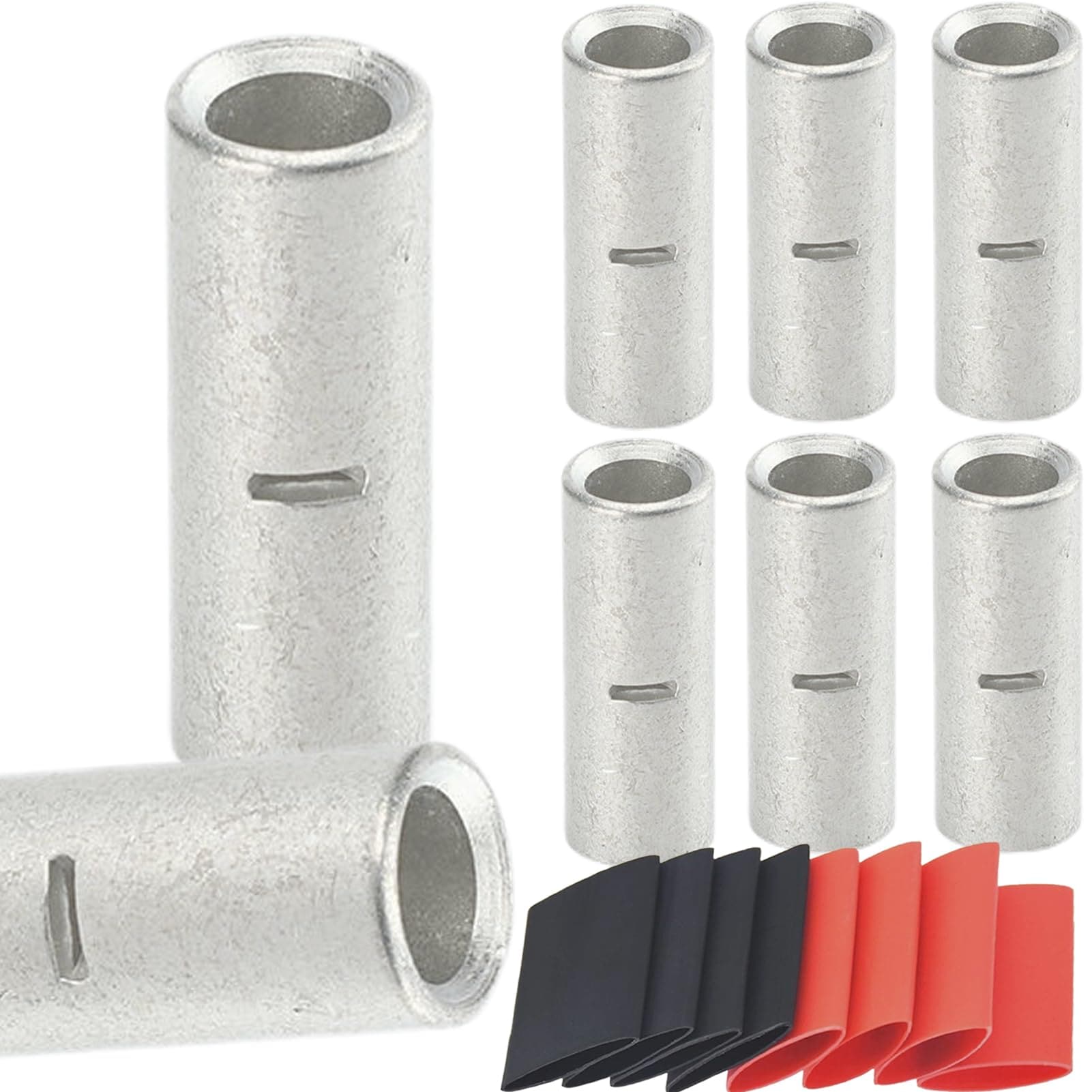 Aoibox  2 AWG Uninsulated Butt Splice Connectors with 3 1 Adhesive Heat Shrink Tinned Copper Barrel 8 Pack