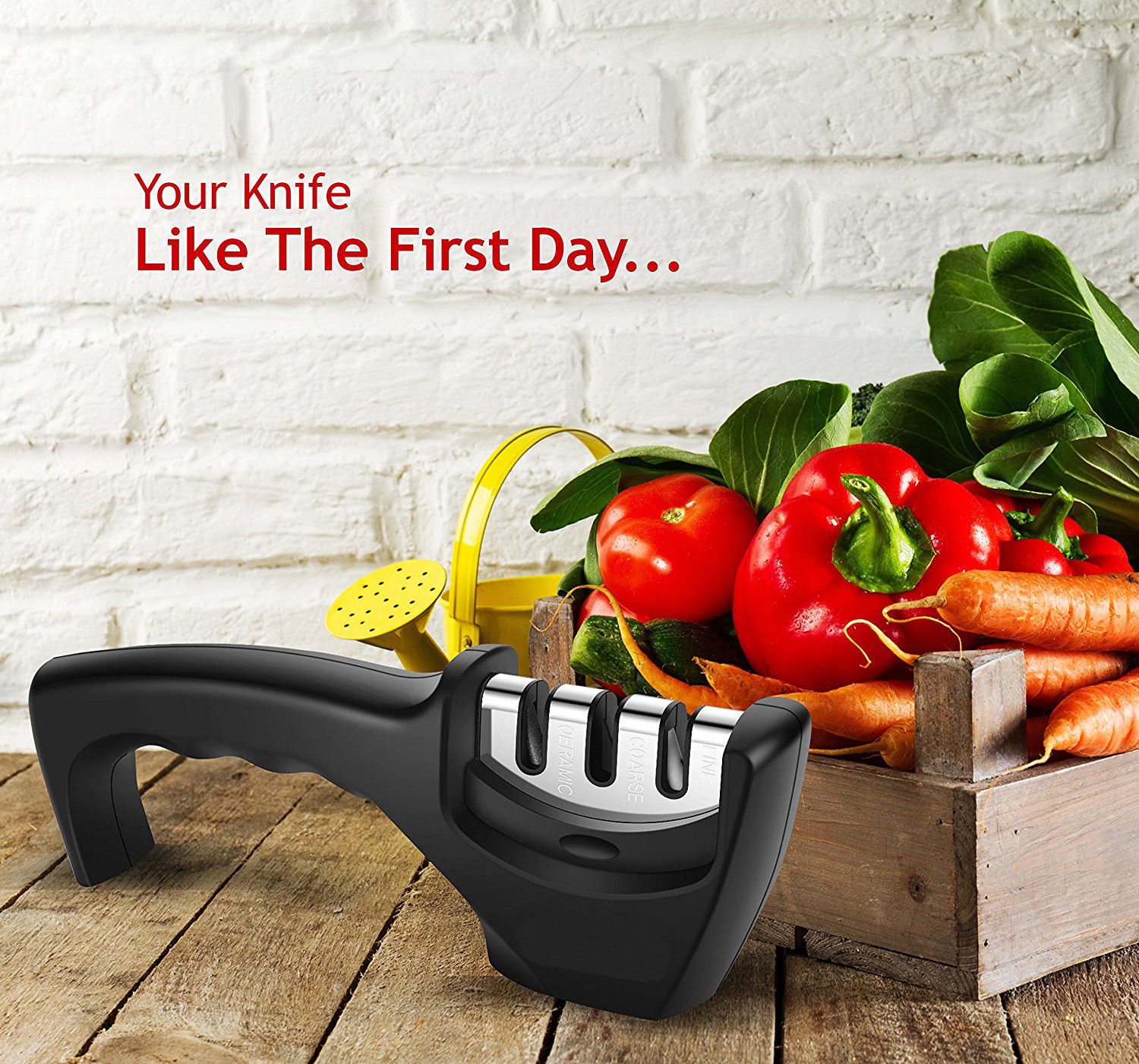 4-in-1 Kitchen Knife Accessories: 3-Stage Knife Sharpener Helps Repair,  Restore.