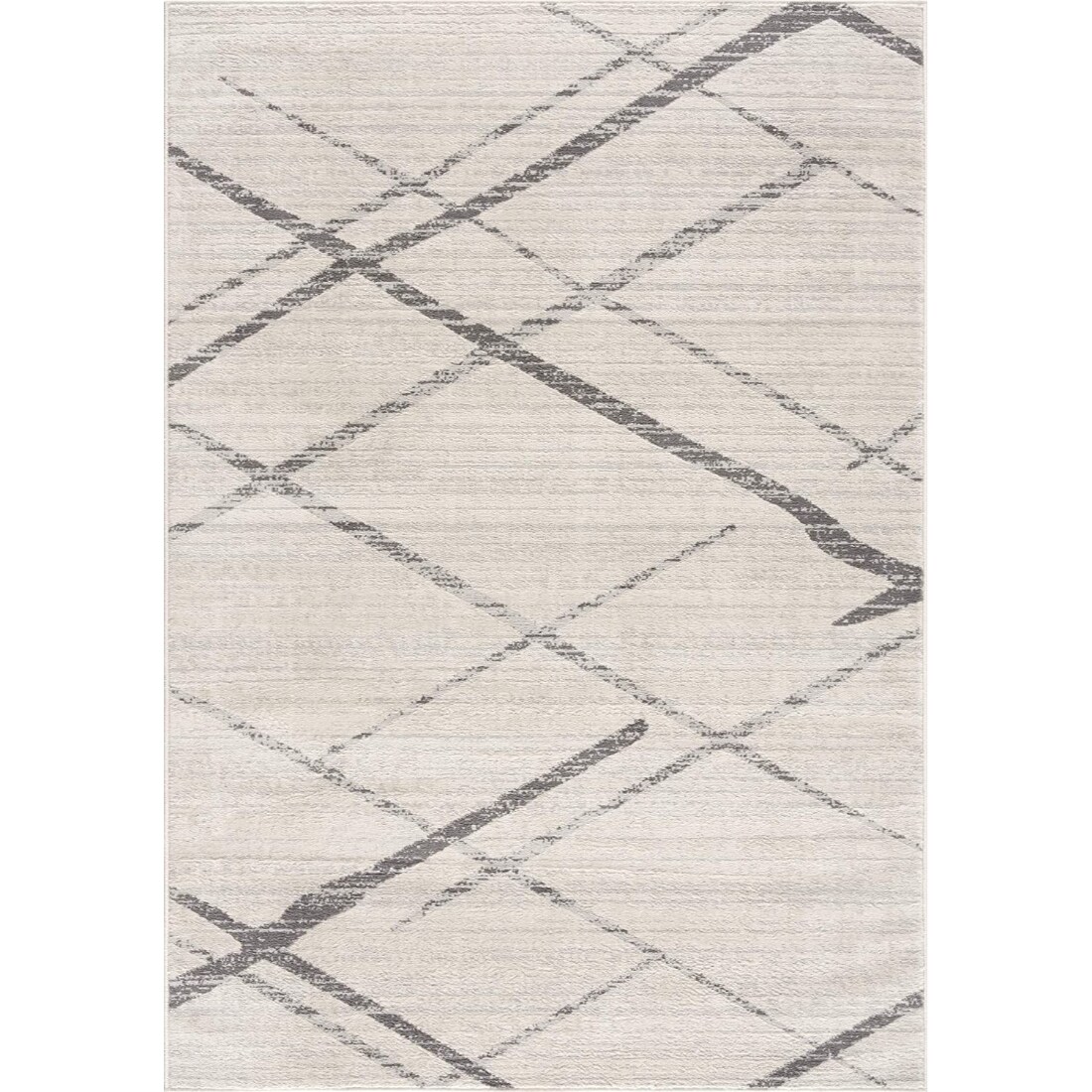HomeRoots 4000392897 3 x 5 (ft) Polypropylene Grey Rectangular Indoor Geometric Area rug