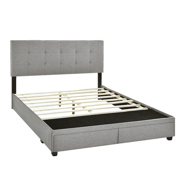 HomeFare Queen storage bed- glacier Gray Queen Wood Platform Bed with ...