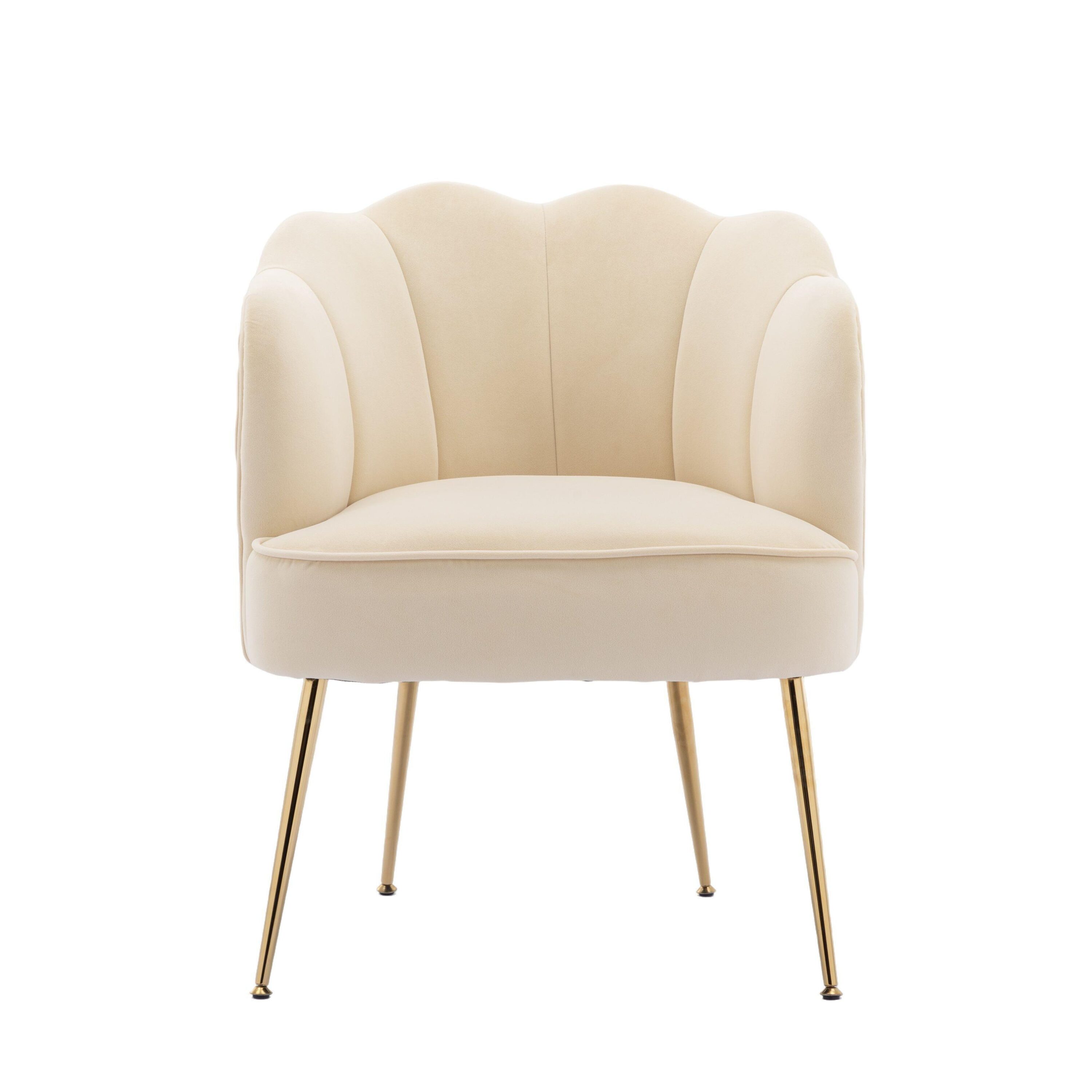 AHIOU HOME ZAAH-52189 Constance Modern Cream White Velvet Barrel Chair