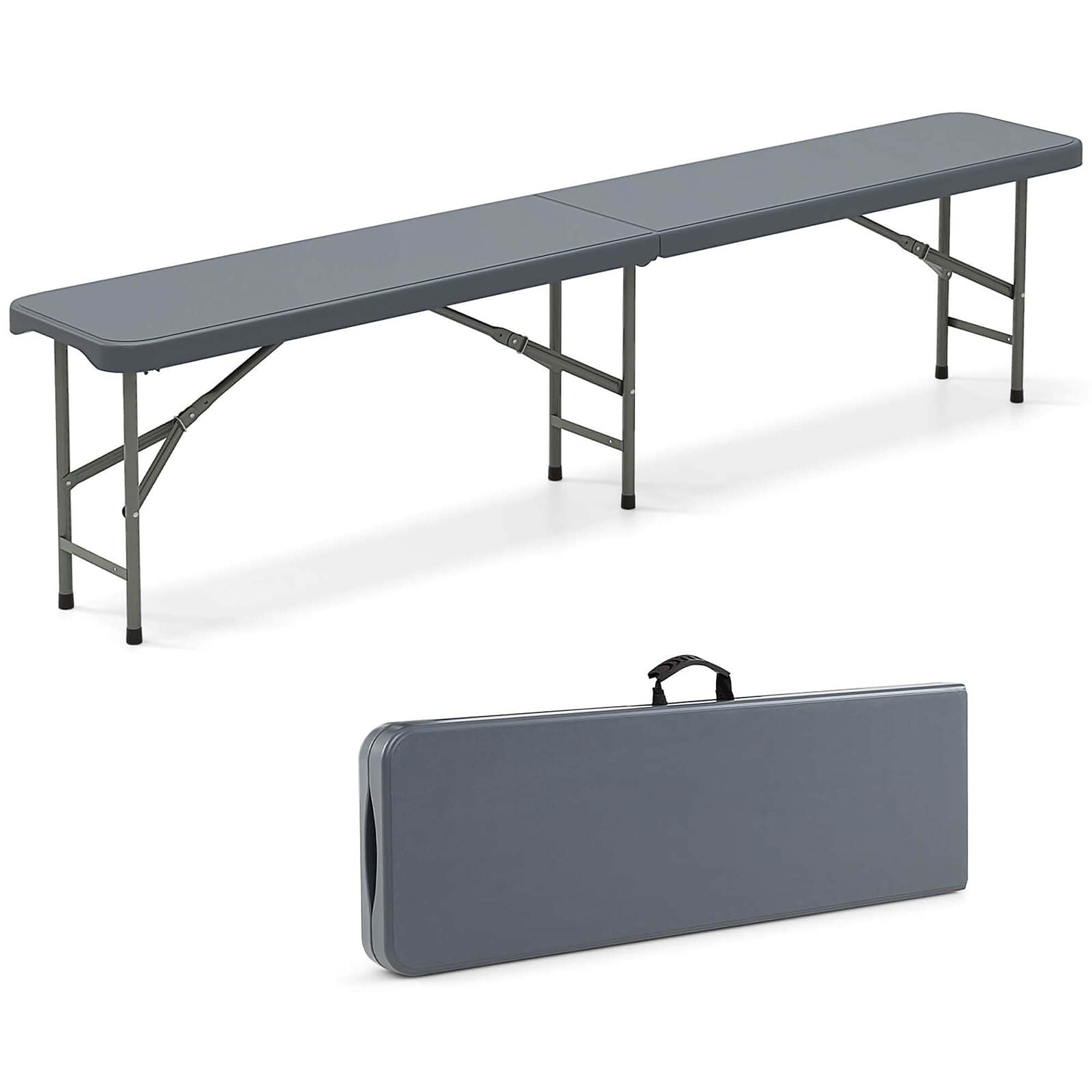 Costway HCST04921 71-in W x 17-in H Gray HDPE Folding Bench