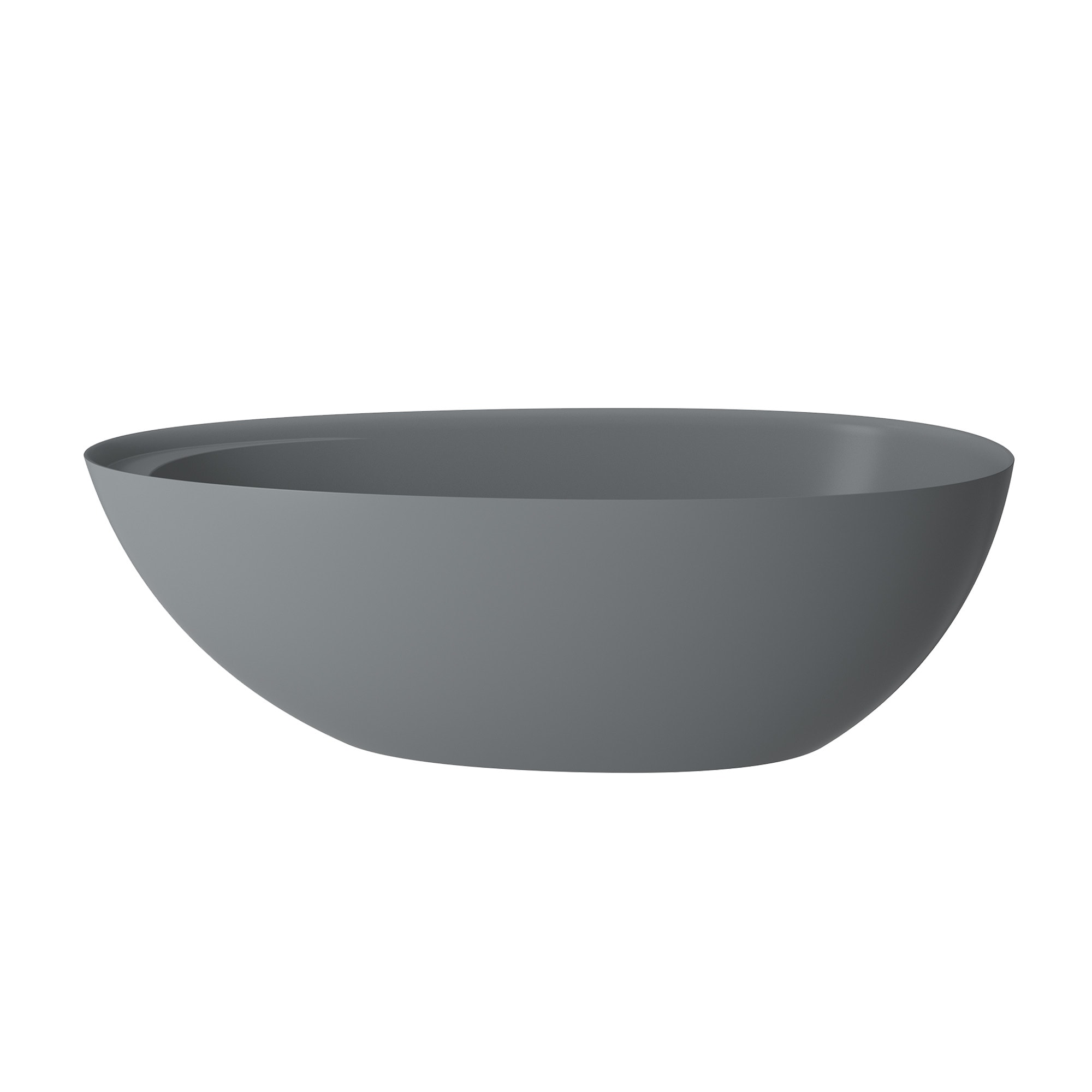 CASAINC CA-10-04267G 33.46-in x 66.93-in Matte Grey Solid Surface Oval Freestanding Soaking Bathtub with Drain ( Center Drain )