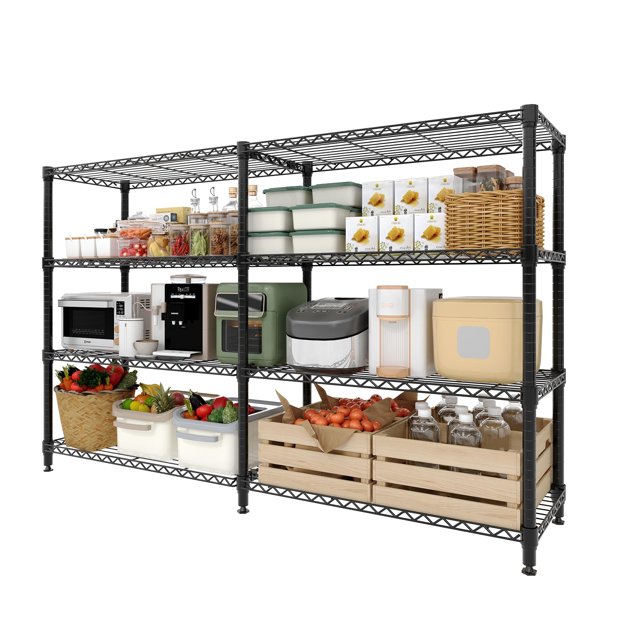 DEXSO 4-Tier Wire Shelving L Shaped Heavy Duty