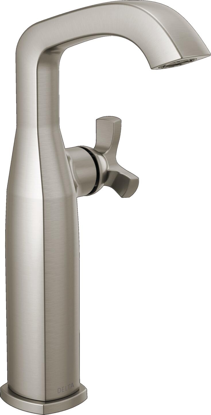 Delta 7766-SS-PR-DST Stryke Lumicoat Stainless Vessel 1-handle WaterSense Mid-arc Residential Handle Bathroom Sink Faucet