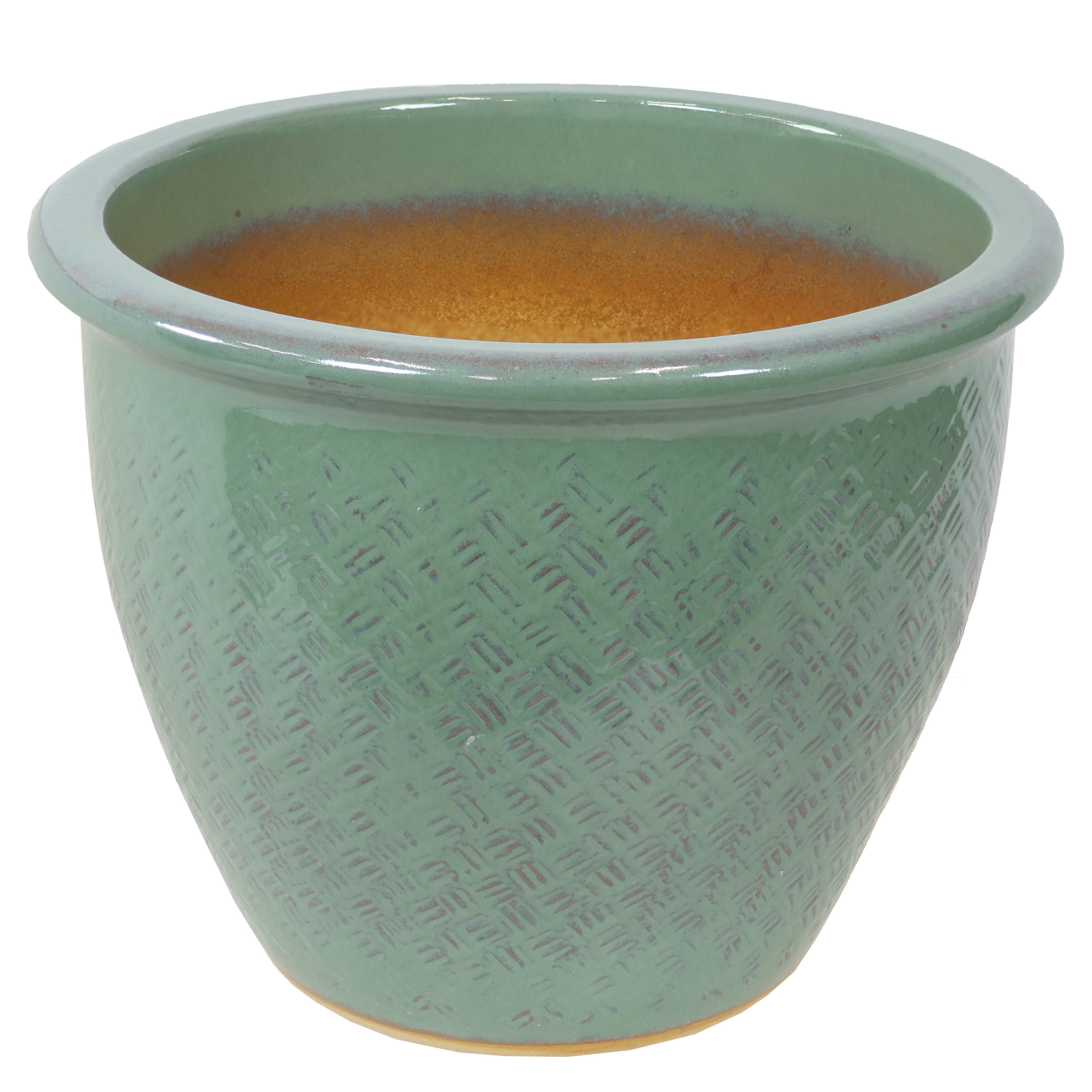Sunnydaze Decor AP-967 Sunnydaze Large Ceramic Planter - Indoor or Outdoor Plant Pot with Drainage - Seaside Dreams Glaze Finish - 15-in - Ocean Villa