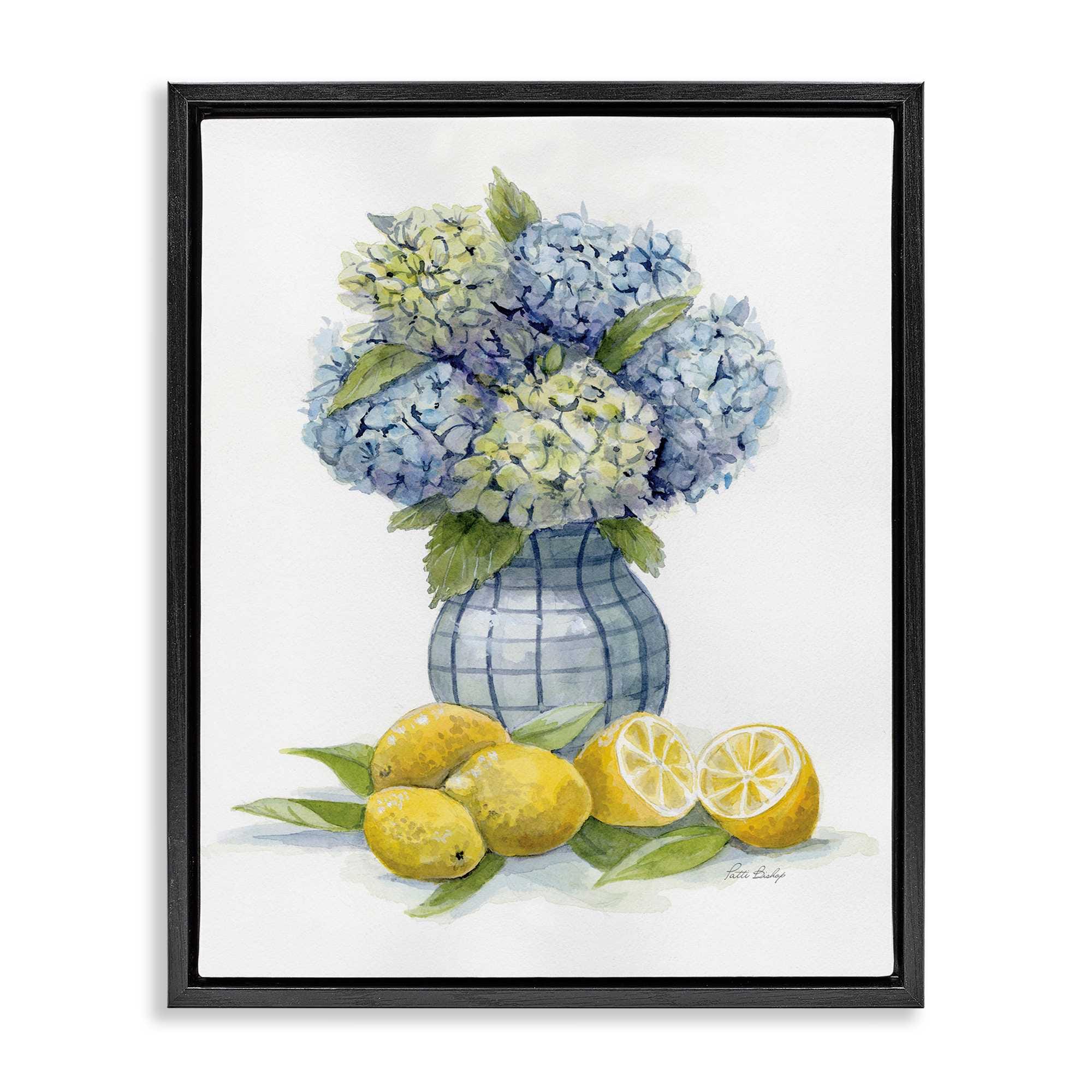 Stupell Industries BS-495-FFB-24X30 Hydrangeas and Lemon Cluster Black Framed Floater Canvas Wall Art By Patti Bishop 25 x 31