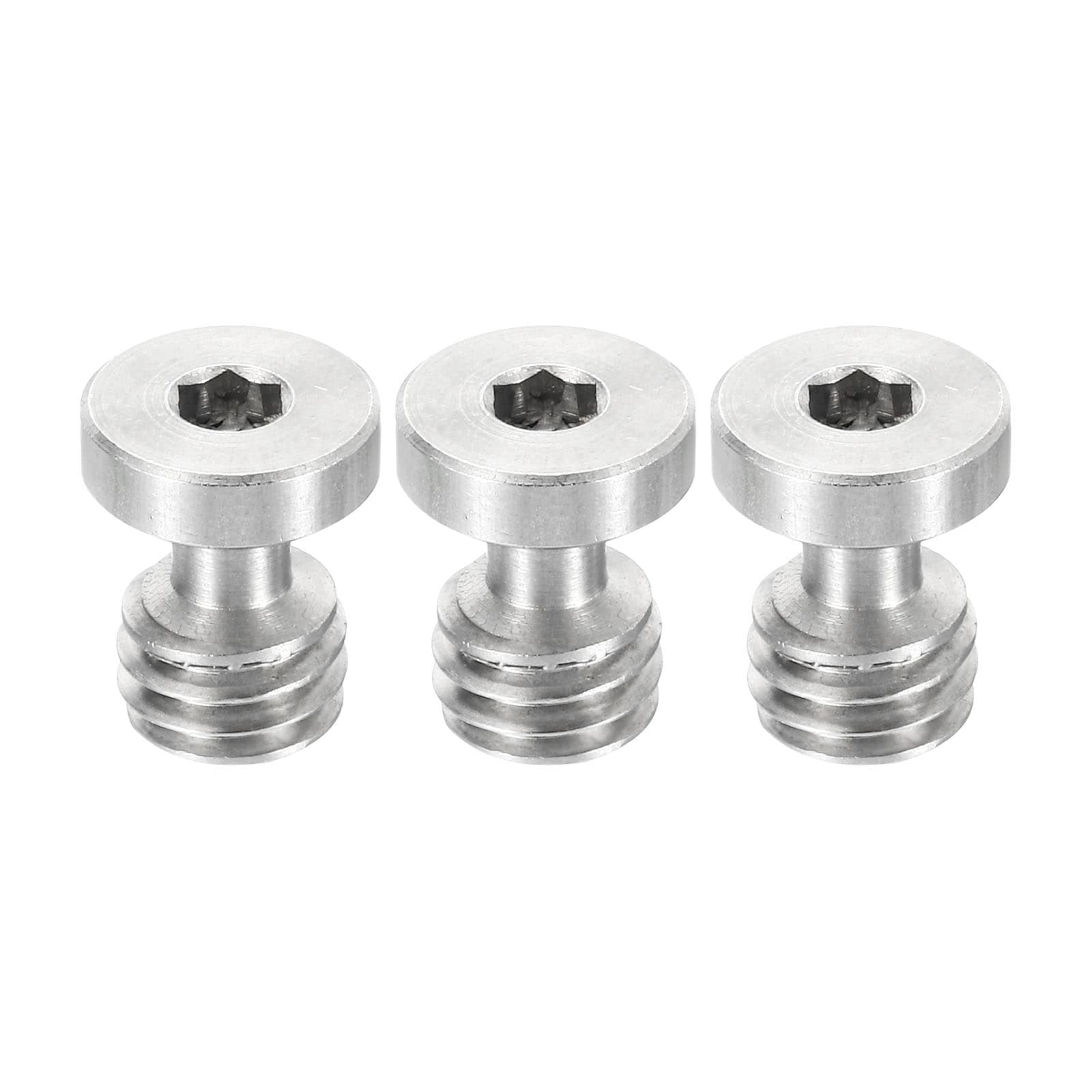 PATIKIL 3/8inch-16 Thread 16mm Length Camera Quick Release Screw Tripod Screw 3pcs Stainless Steel Hex Slot Screws for DSLR Camera Rig Accessories Silver