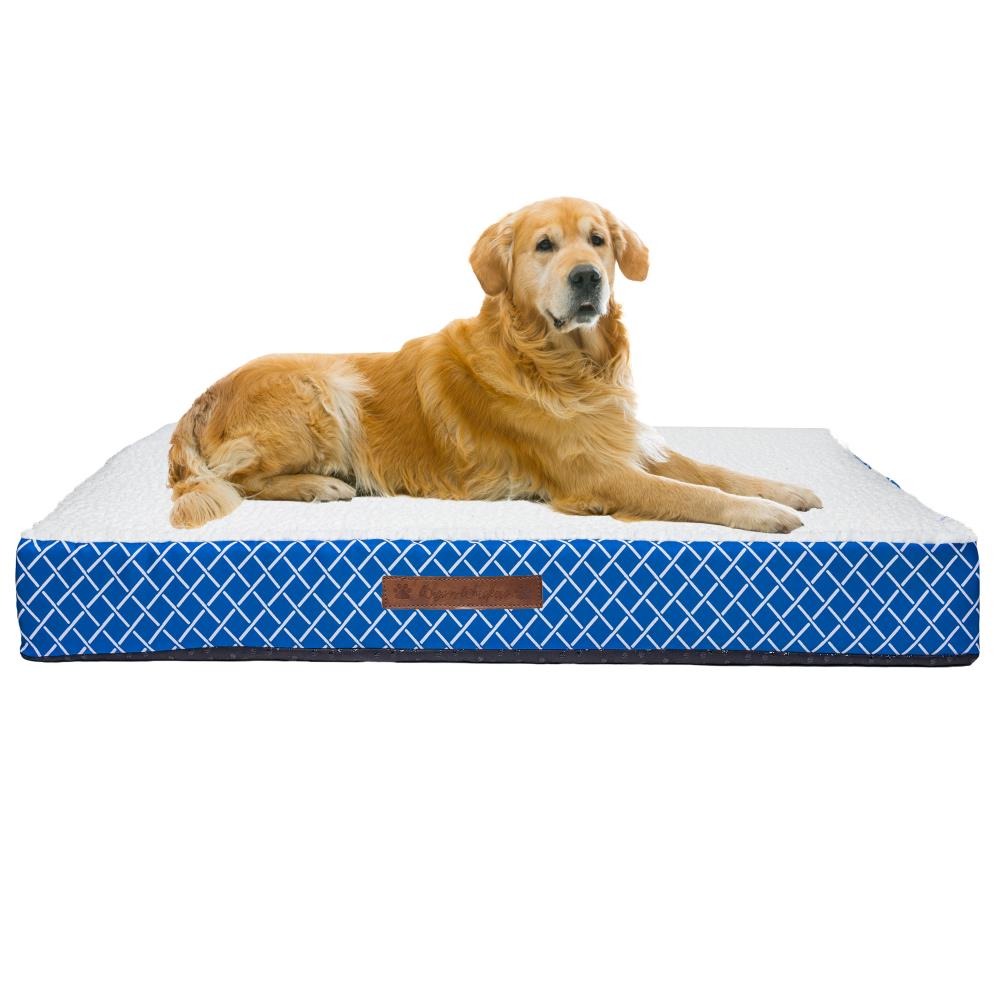 Duck River Textile Rectangular Blue Polyester Orthopedic Dog Bed (Extra ...