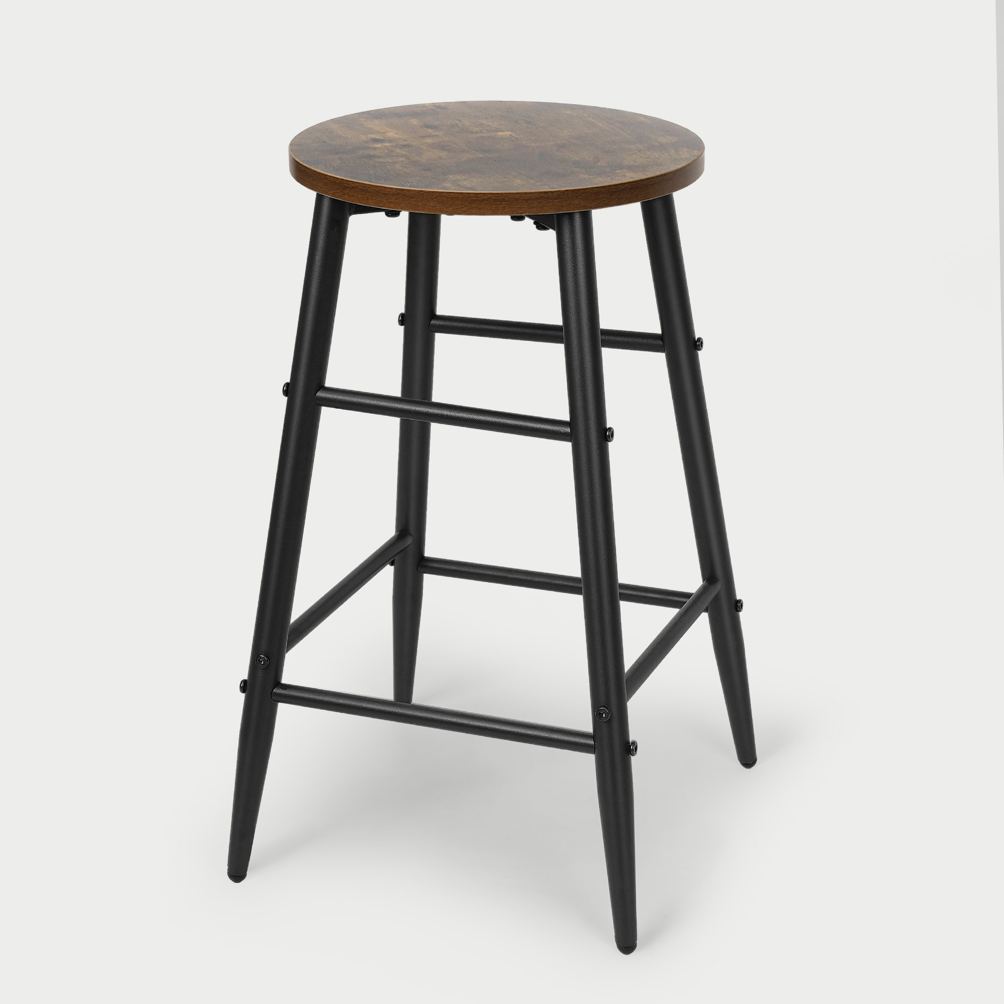 LTMATE LSRG003-RW-PK1 Wood 23.6-in H Short Round seat Metal Bar Stool