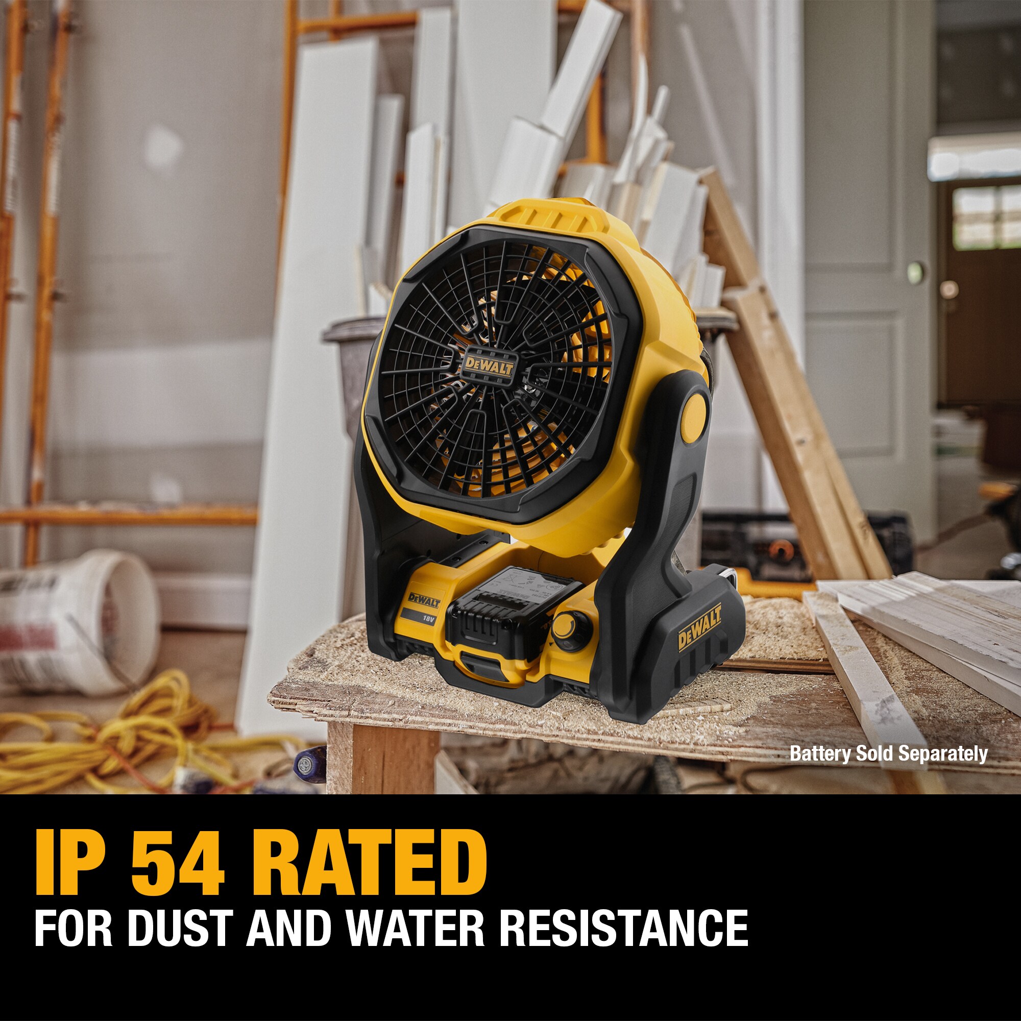 DEWALT Indoor or Outdoor Yellow Jobsite Fan
