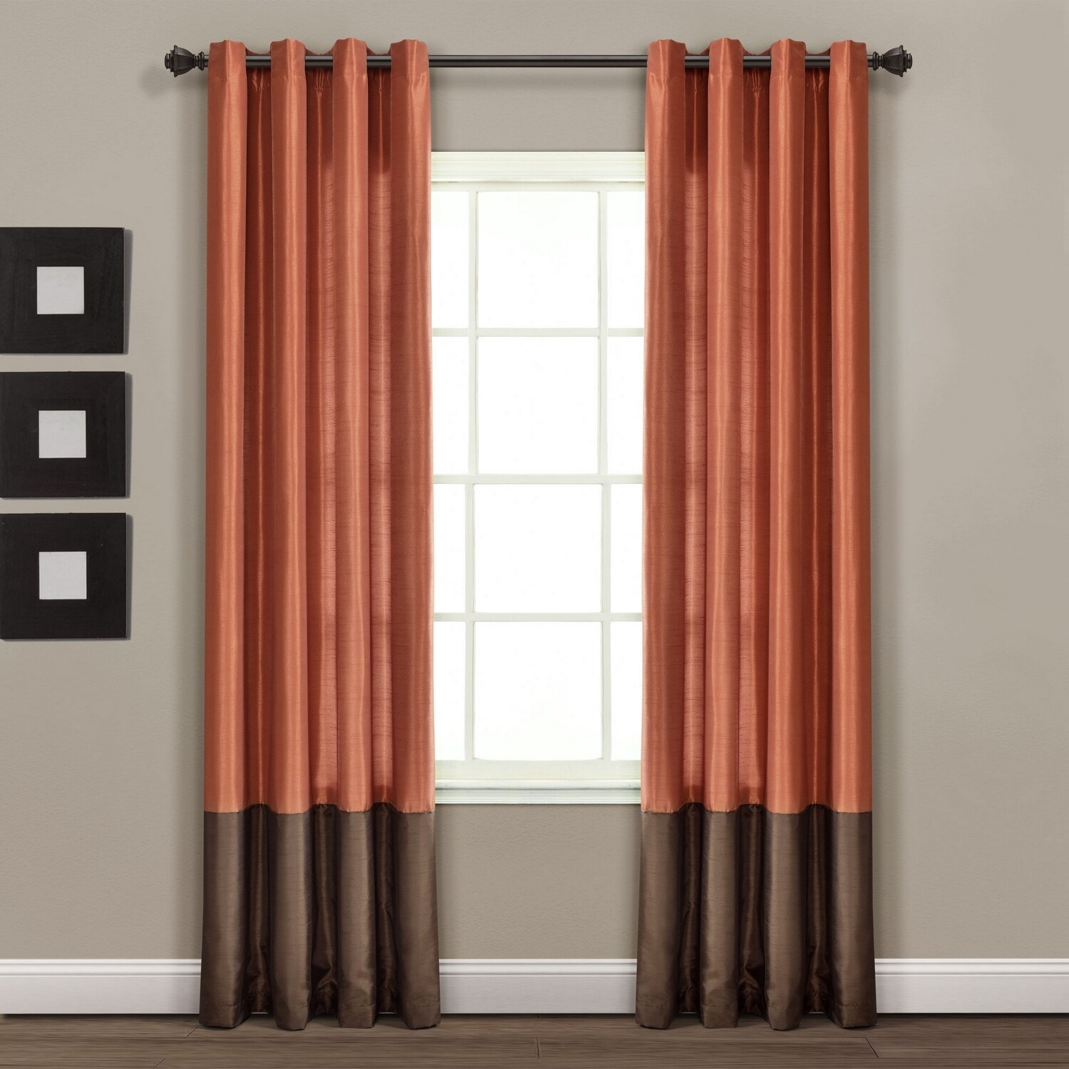 Lush Decor 16T004285 95-Inches Brown Grommet Curtain panel pair